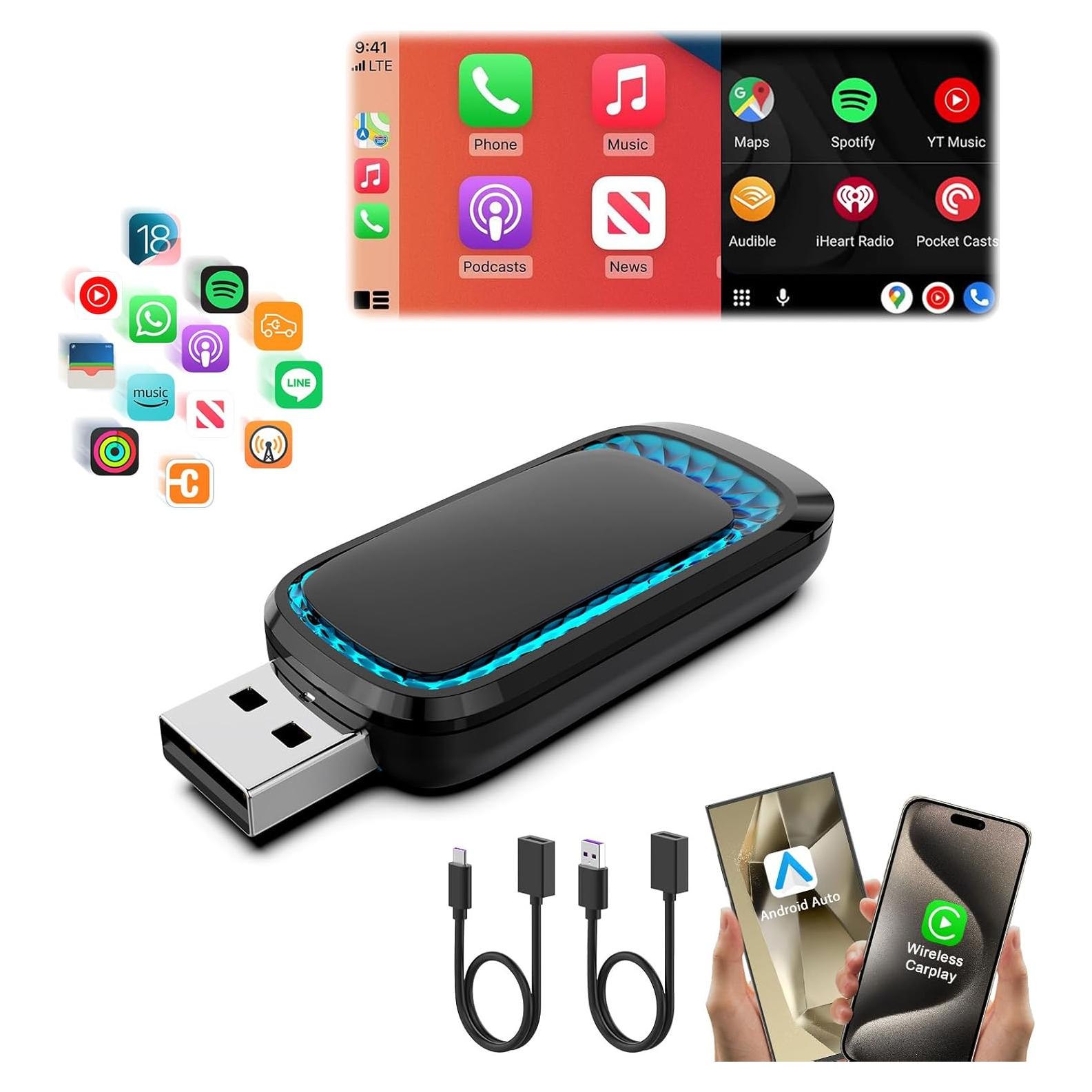 Adaptador Inalámbrico CarPlay y Android Auto MTAKYA 67.6g