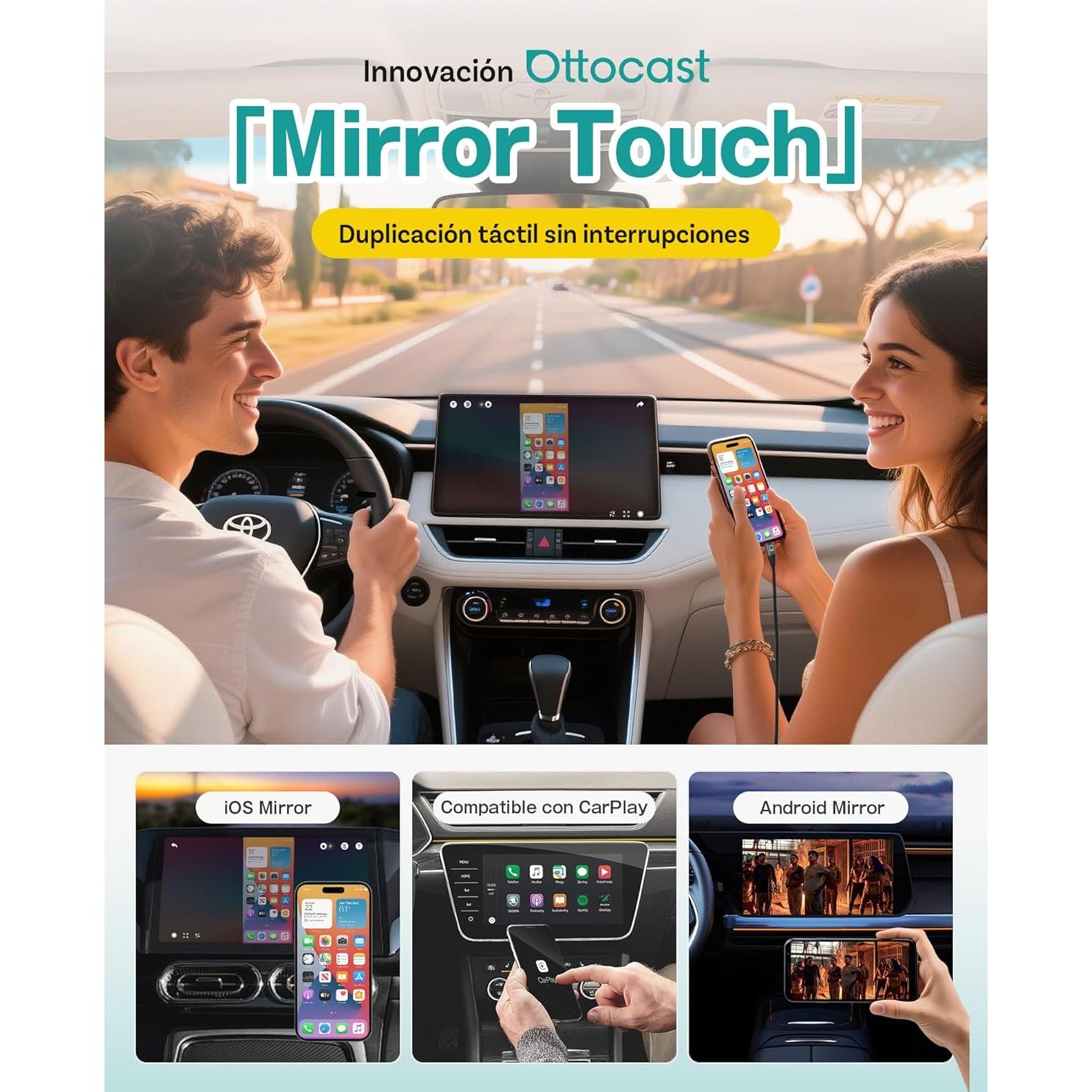 Ottocast Mirror Touch - Adaptador Inalámbrico CarPlay 207g