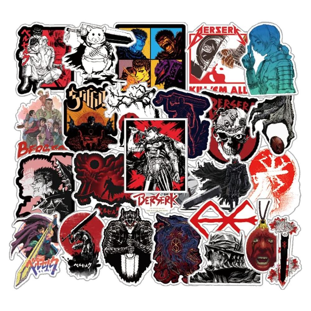 25 Stickers de Anime Berserk UYNIIAW Impermeables Rosa