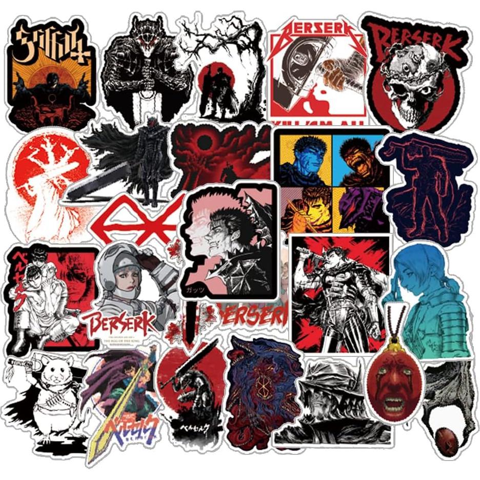 25 Stickers de Anime Berserk UYNIIAW Impermeables Rosa