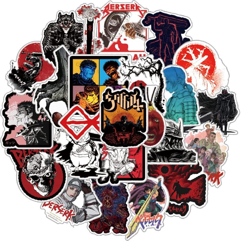 25 Stickers de Anime Berserk UYNIIAW Impermeables Rosa