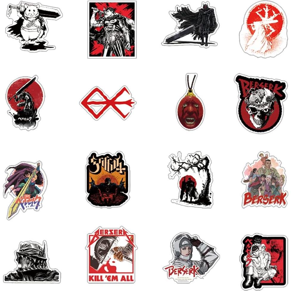 25 Stickers de Anime Berserk UYNIIAW Impermeables Rosa