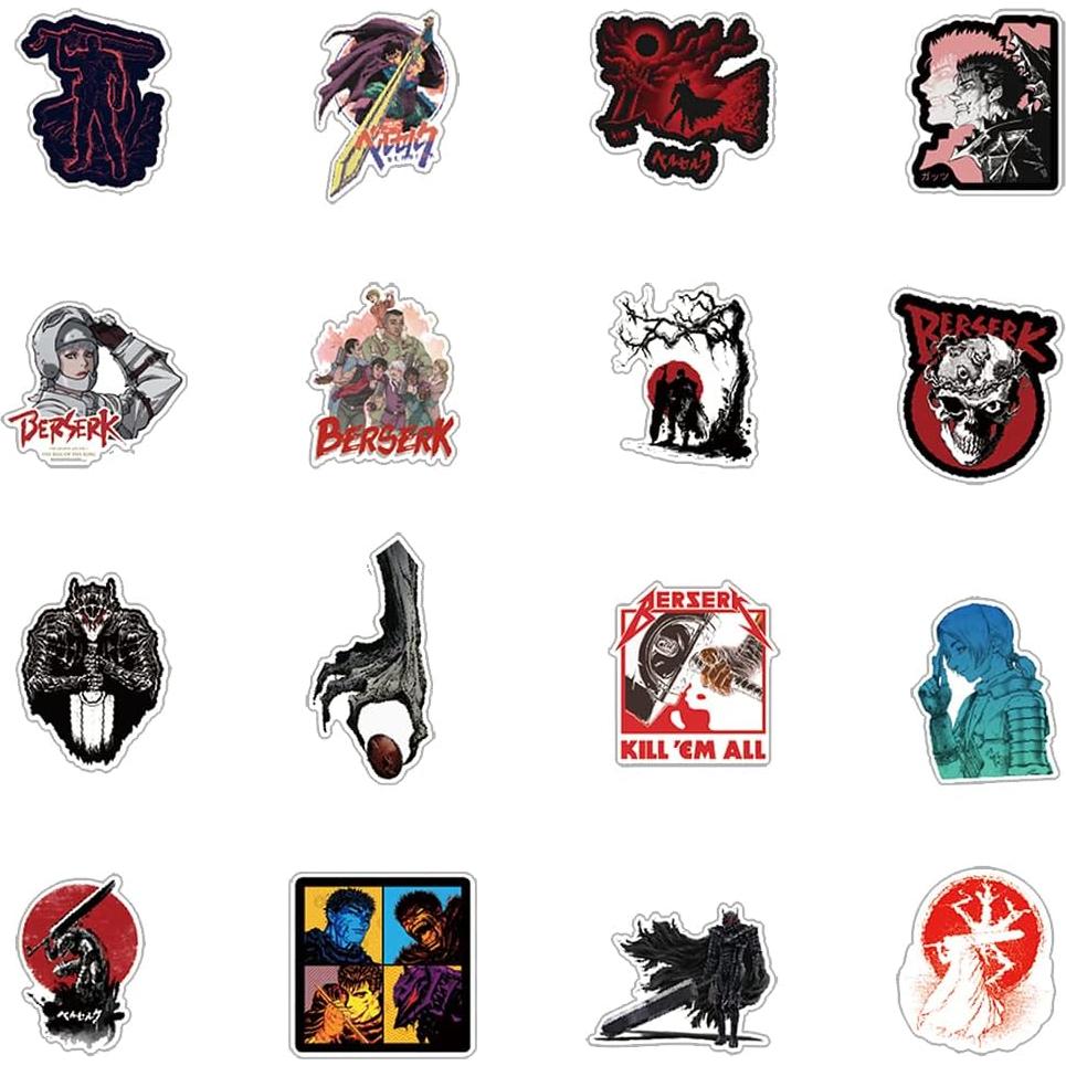 25 Stickers de Anime Berserk UYNIIAW Impermeables Rosa