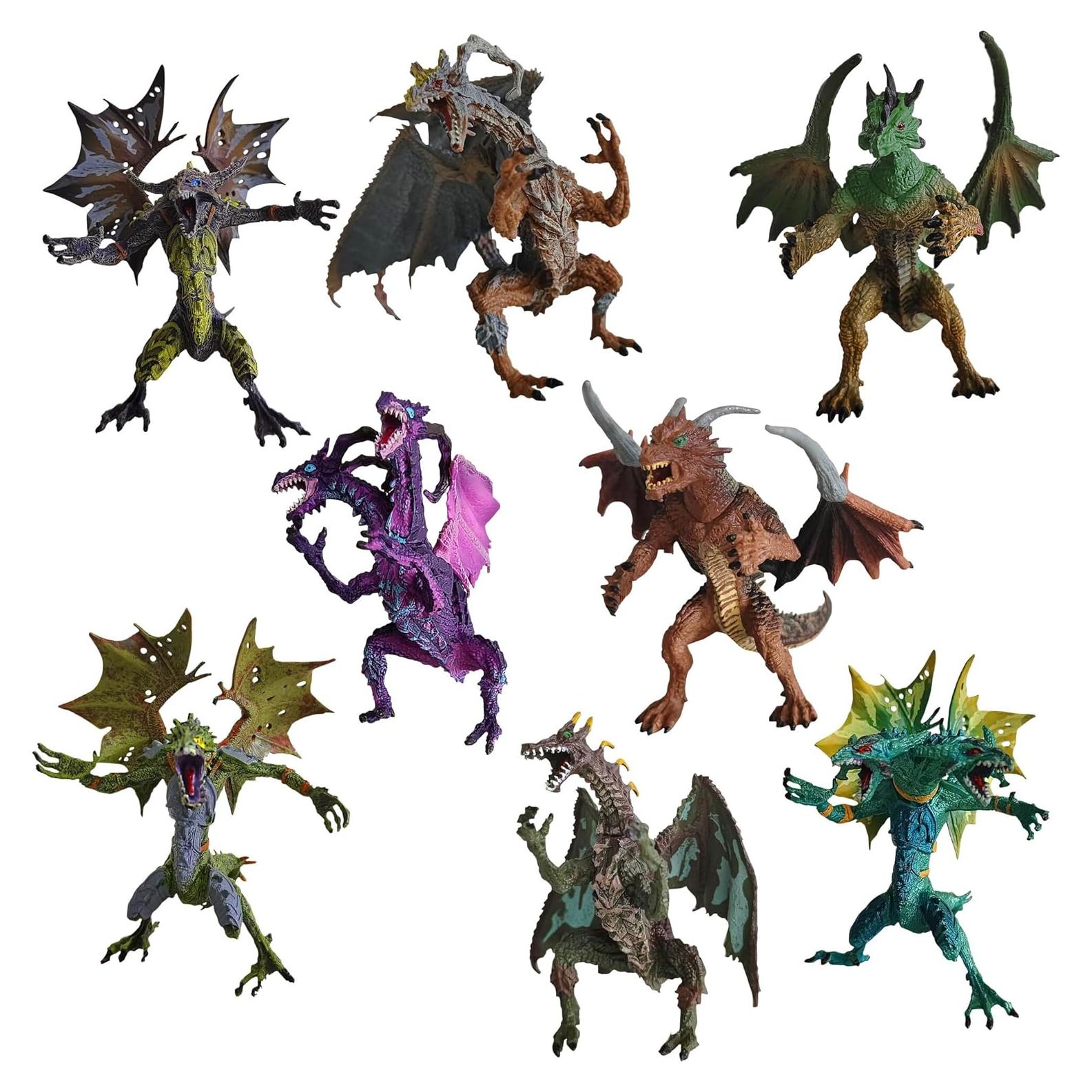 Set de 8 Dragones Míticos - Figuras de Juguete 10-12 cm