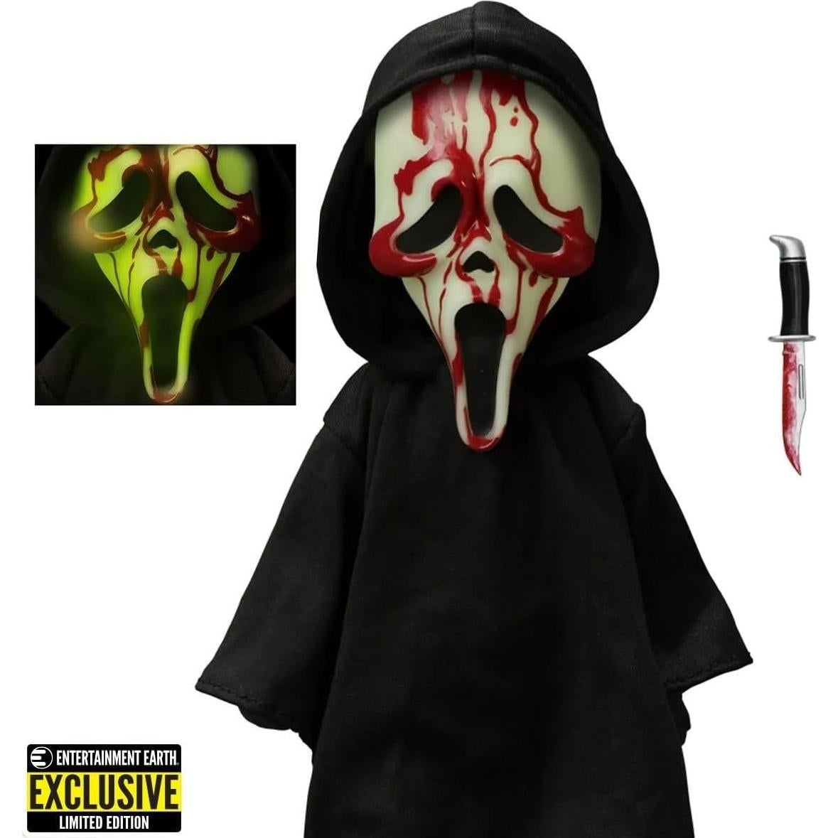 Muñeca Muerta Viviente Ghost Face Mezco 25.4 cm Brilla en la Oscuridad