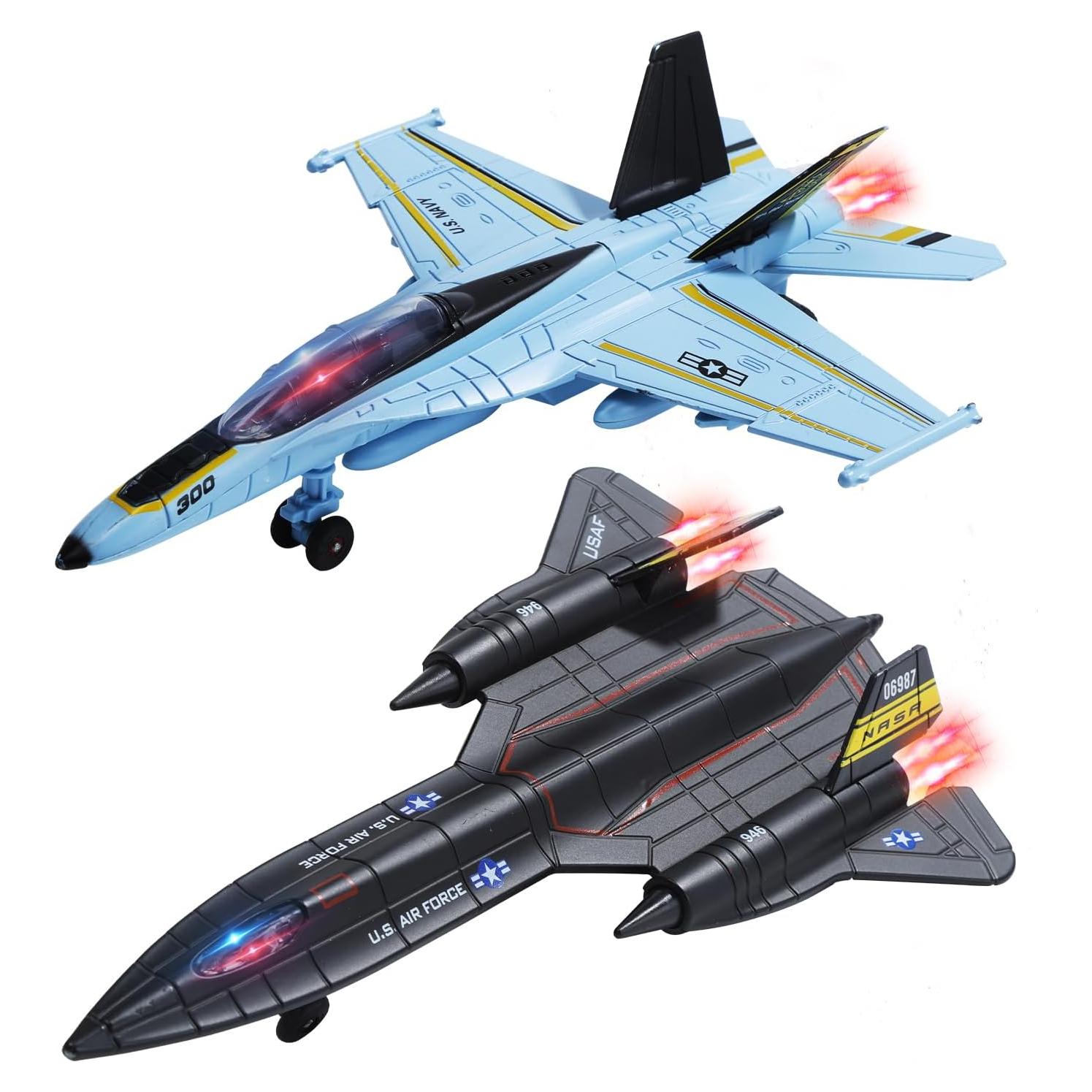 Paquete Doble de Juguetes Aviones de Combate HOLYFUN con Luces y Sonidos