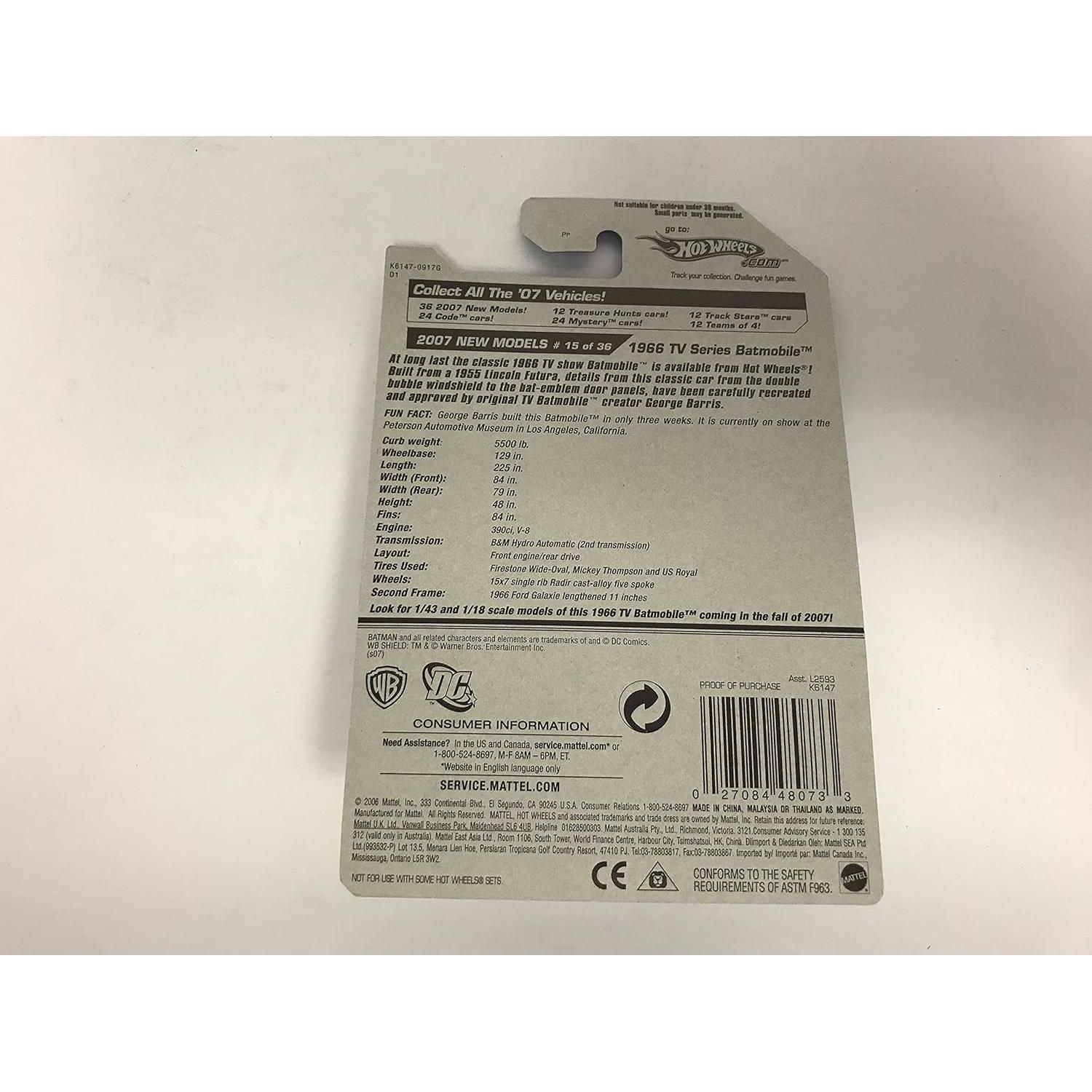 Auto de Colección Batmobile 1966 Hot Wheels DC Batman