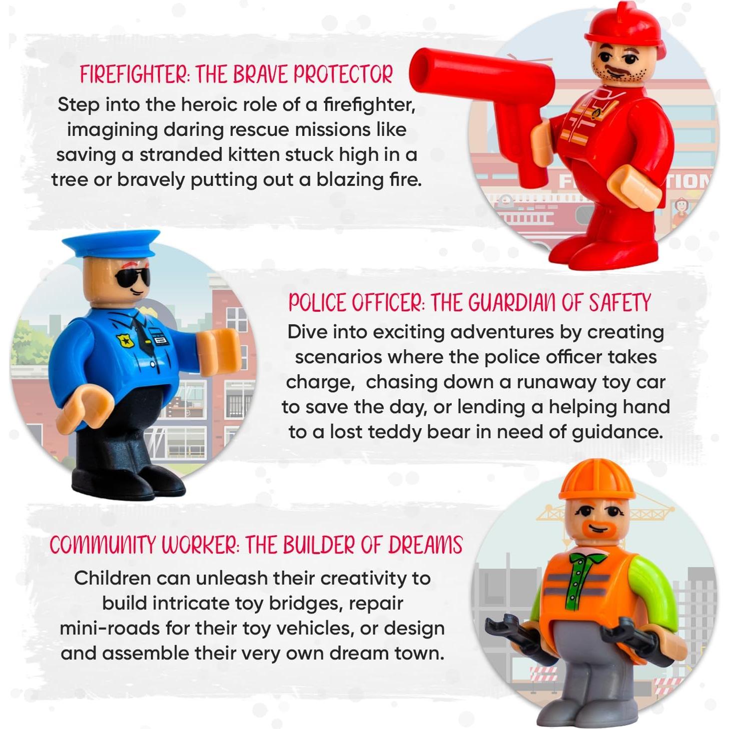 Figuras de Acción FUNERICA - Bombero, Policía y Construcción