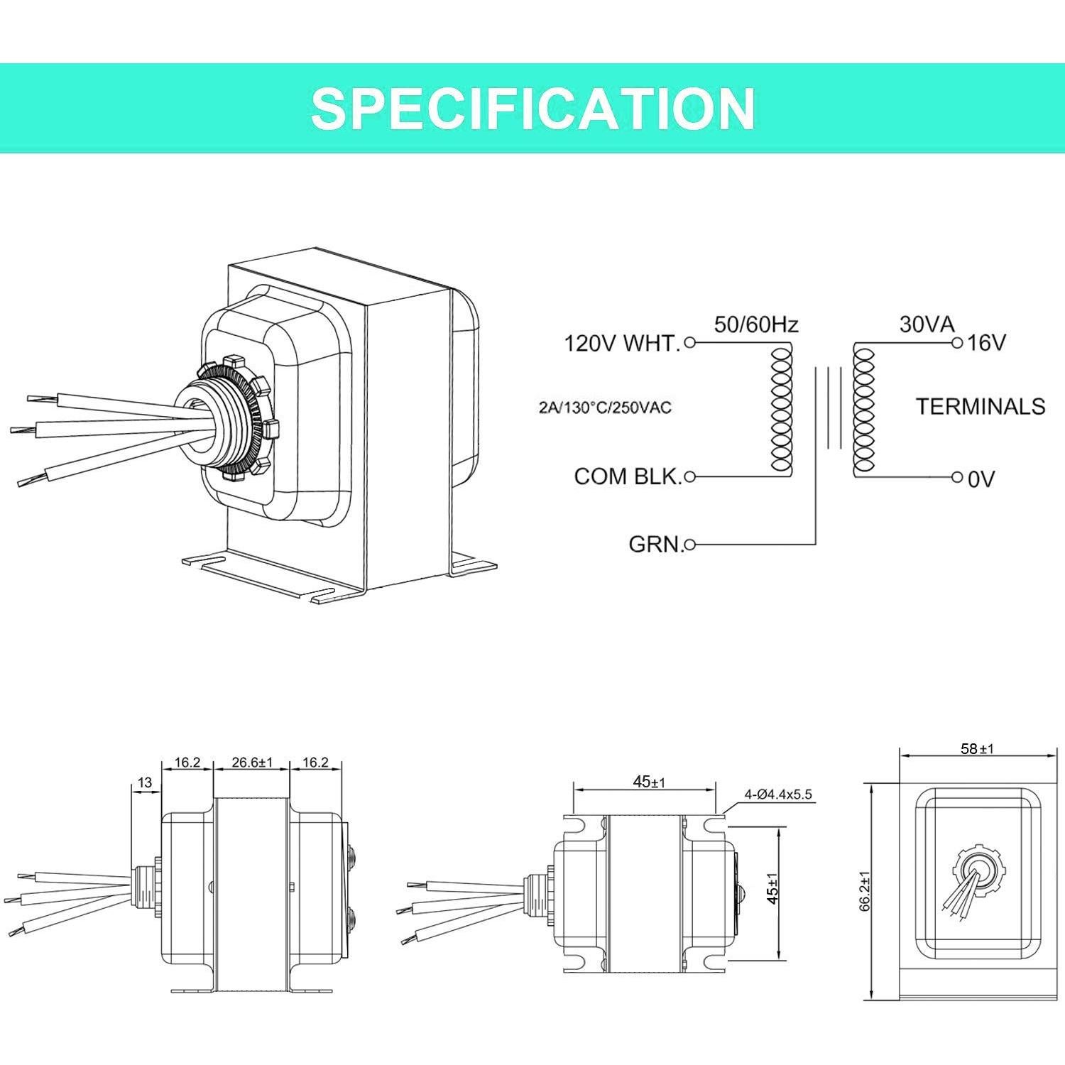 Transformador de Timbre 16V 30VA Shenzheny - Compatible con Ring y Nest