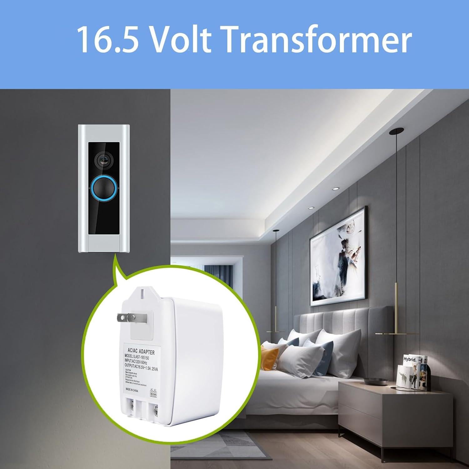 Transformador de Timbre de Puerta XZGM 16.5V 25VA Enchufable