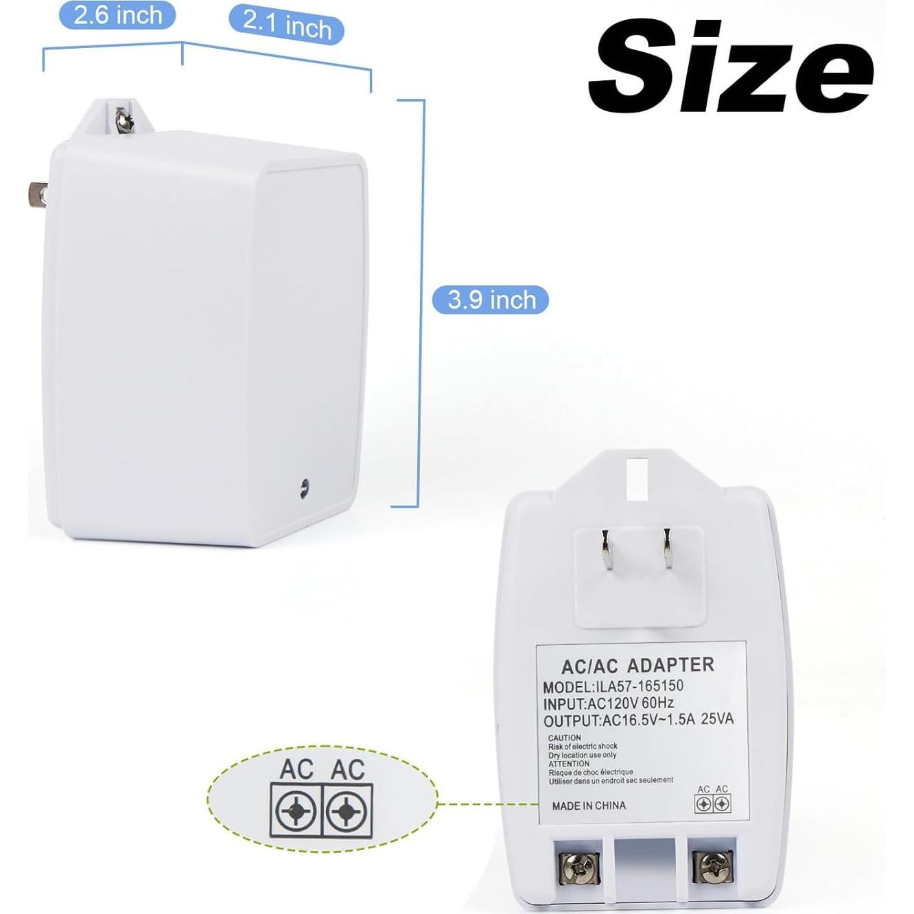 Transformador de Timbre de Puerta XZGM 16.5V 25VA Enchufable