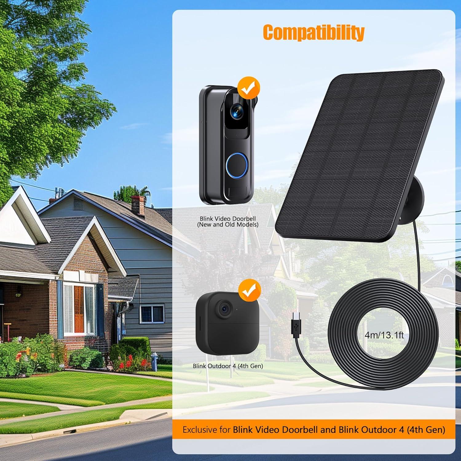 Cargador Solar Rhorawill para Timbre Blink y Outdoor 4 - 4W