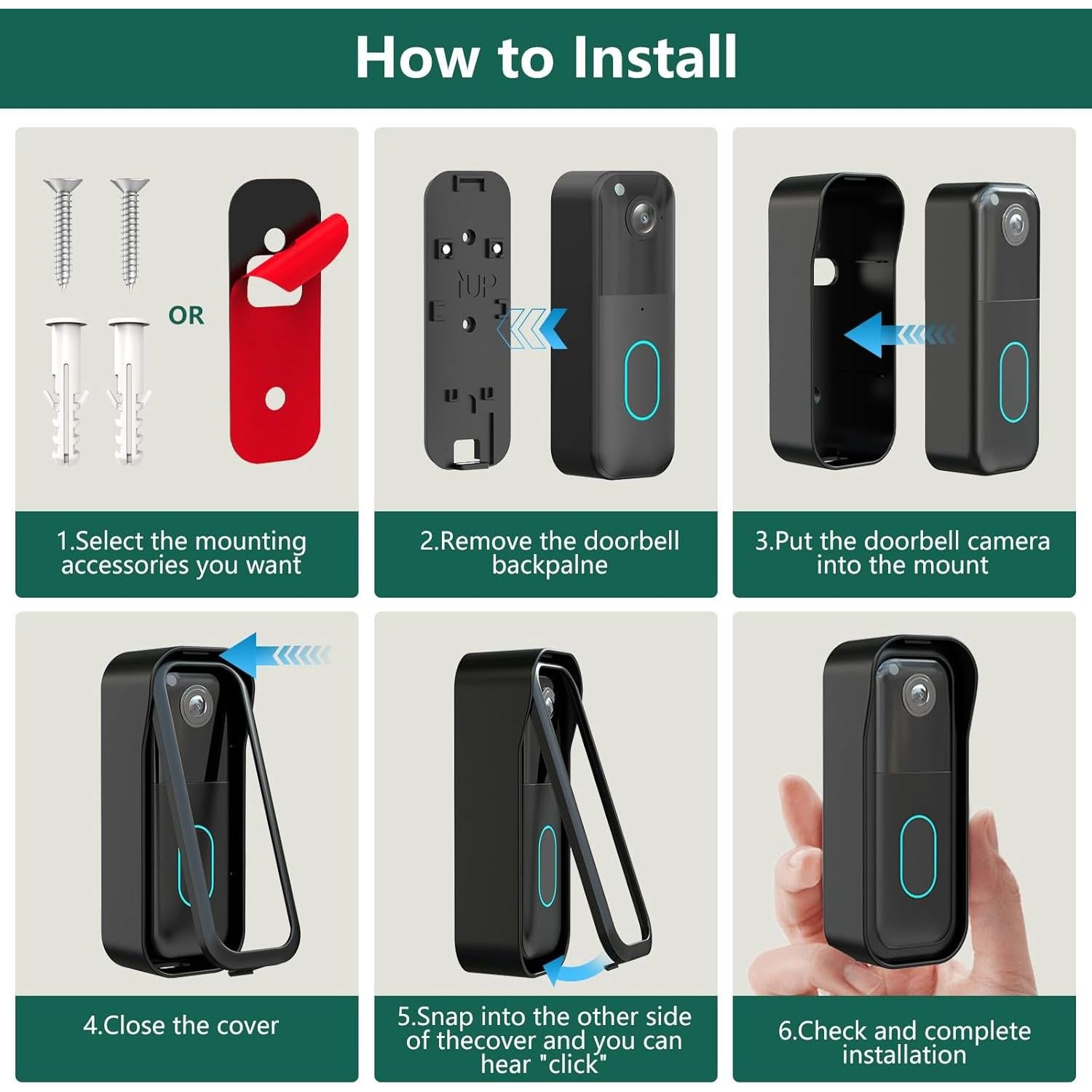 Soporte para Timbre Blink 2ª Generación Hibezos - Negro