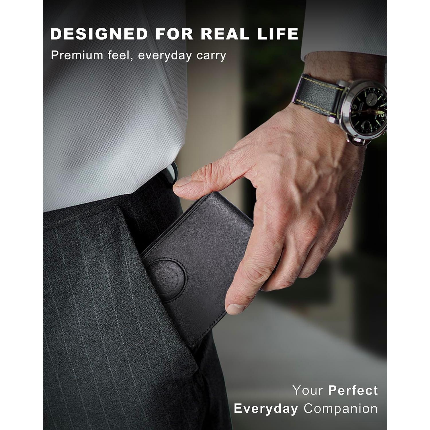 Billetera de Hombre VISWORLD de Cuero con Soporte para AirTag