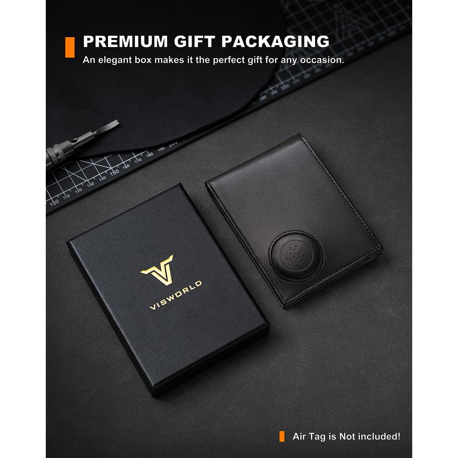 Billetera de Hombre VISWORLD de Cuero con Soporte para AirTag