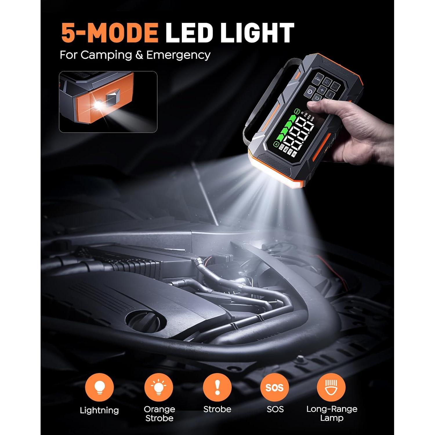 Arrancador de coche TREKURE TK20 14 en 1 con compresor 160PSI