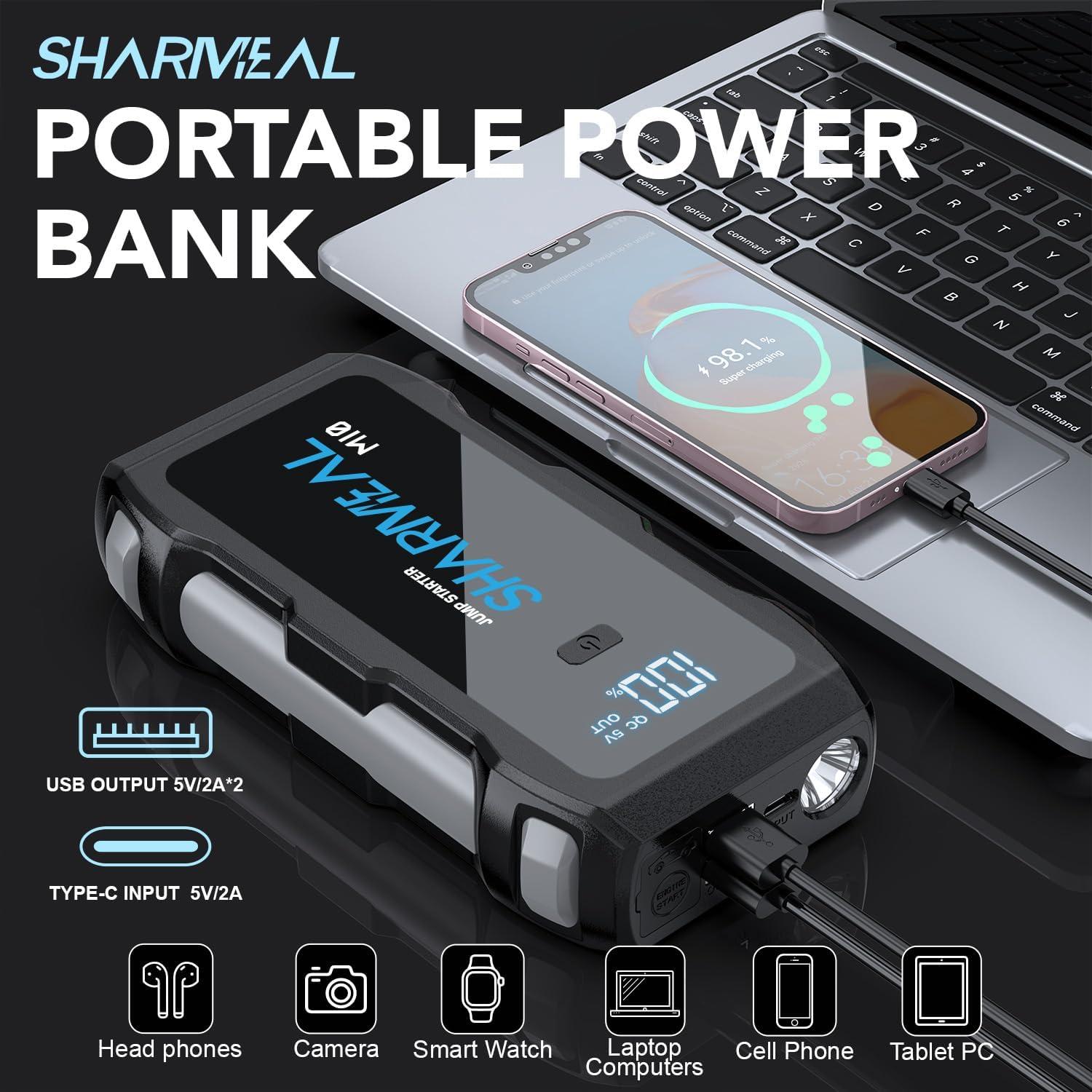 Arrancador de Batería Sharmeal M10-HH-5000A 12V 5000A USB