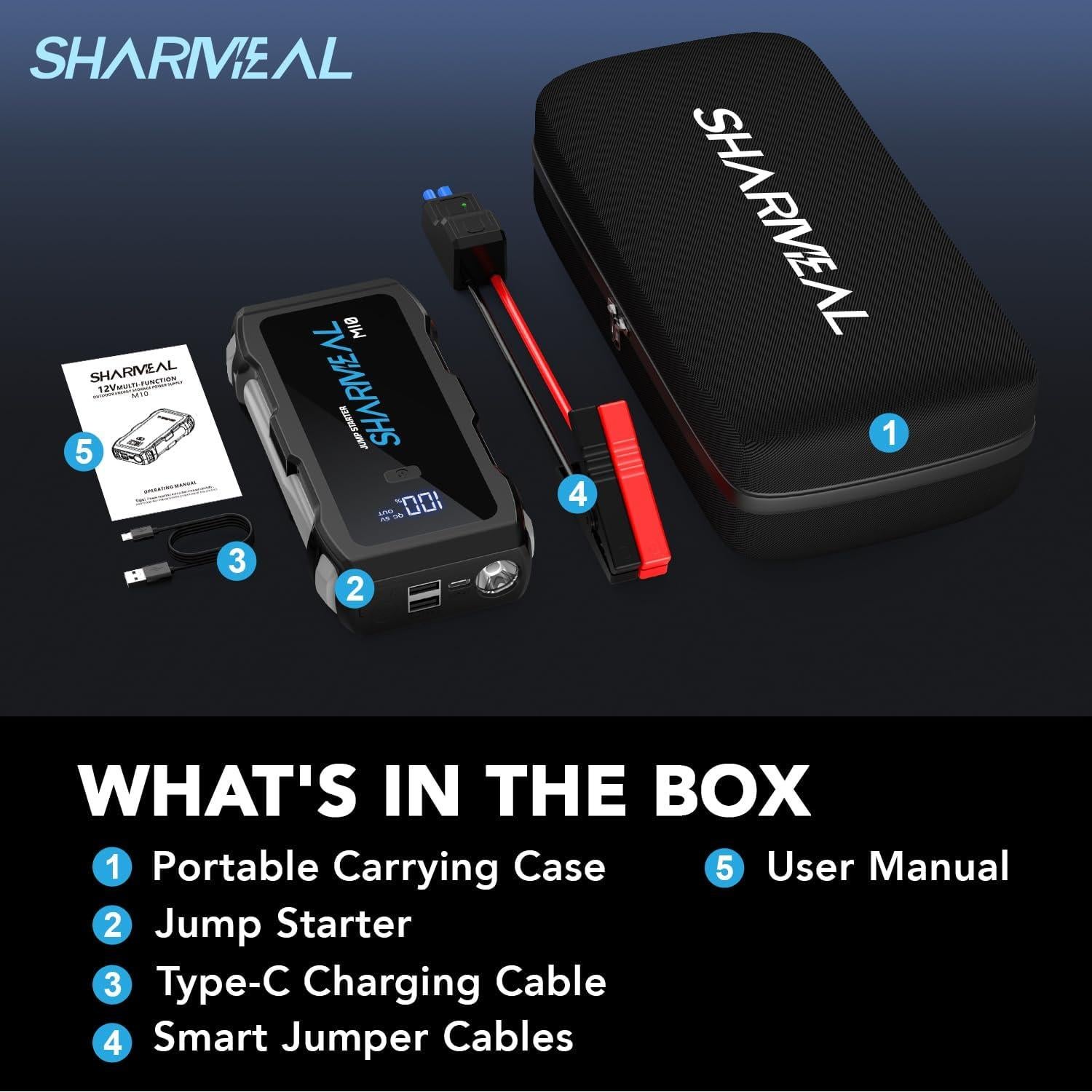 Arrancador de Batería Sharmeal M10-HH-5000A 12V 5000A USB