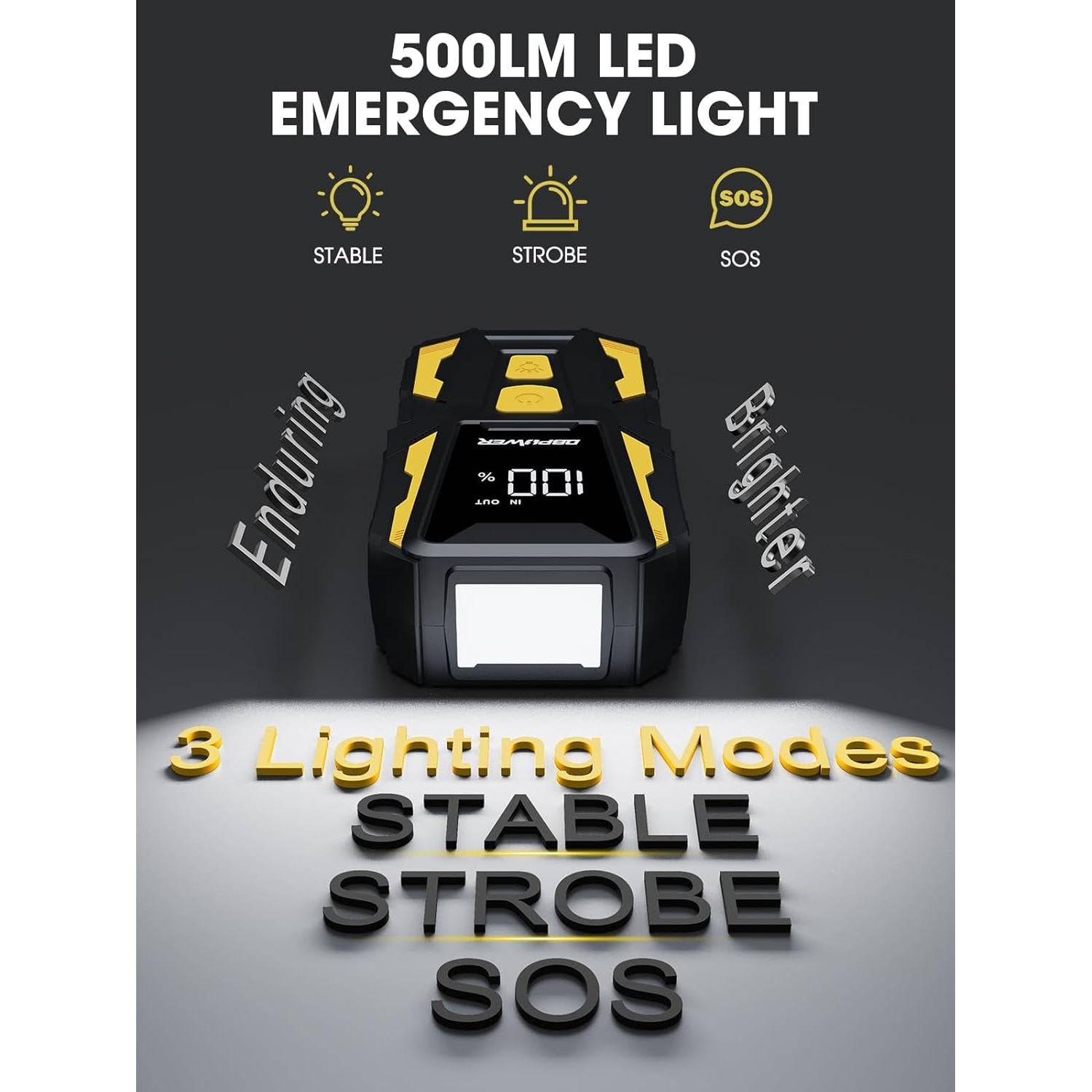 Arrancador de Batería DBPOWER Z07 5000A 74Wh 12V con Linterna LED