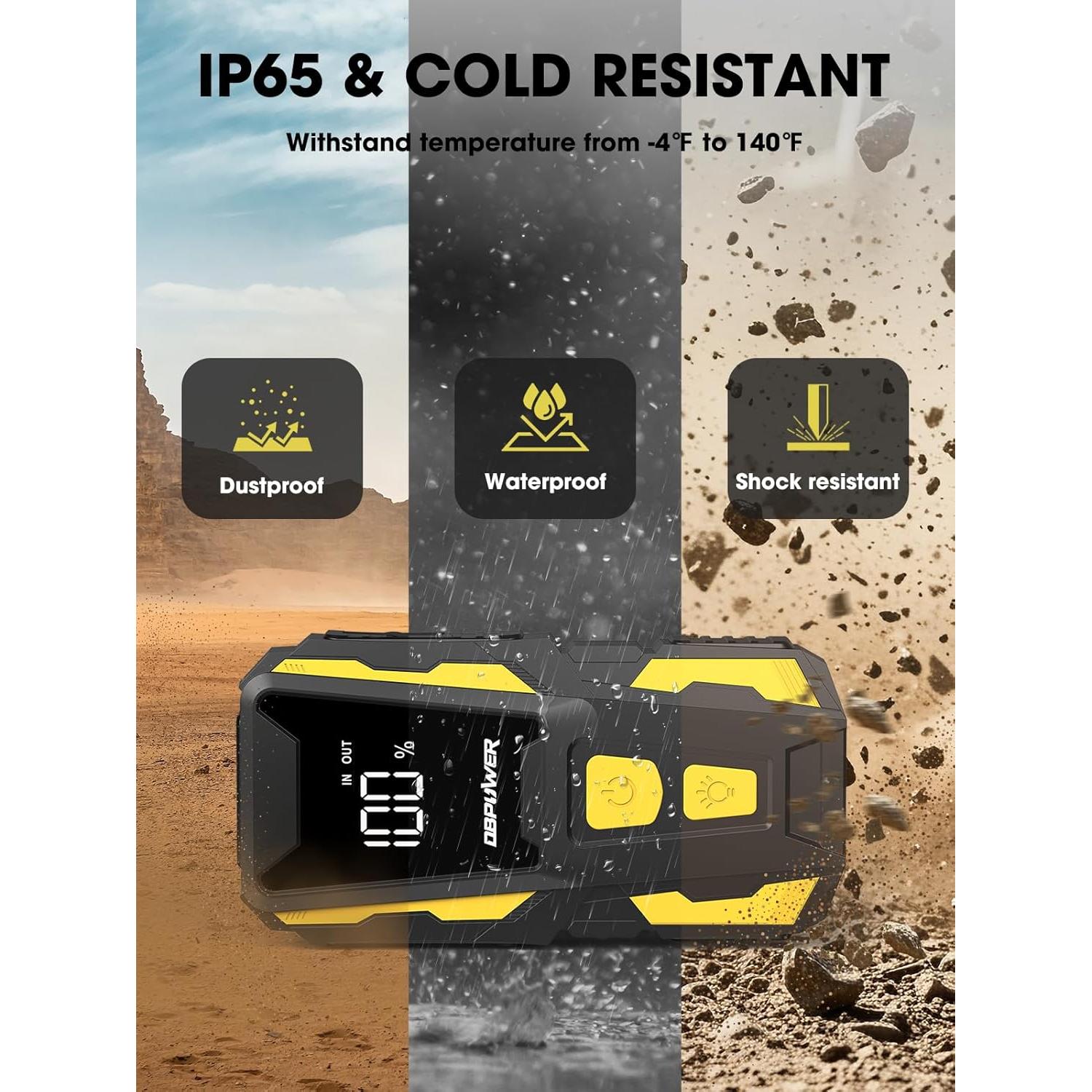 Arrancador de Batería DBPOWER Z07 5000A 74Wh 12V con Linterna LED