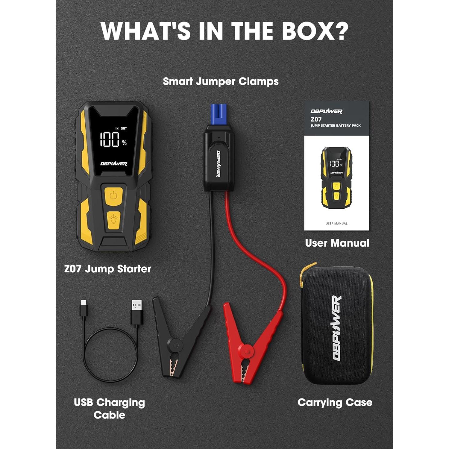 Arrancador de Batería DBPOWER Z07 5000A 74Wh 12V con Linterna LED