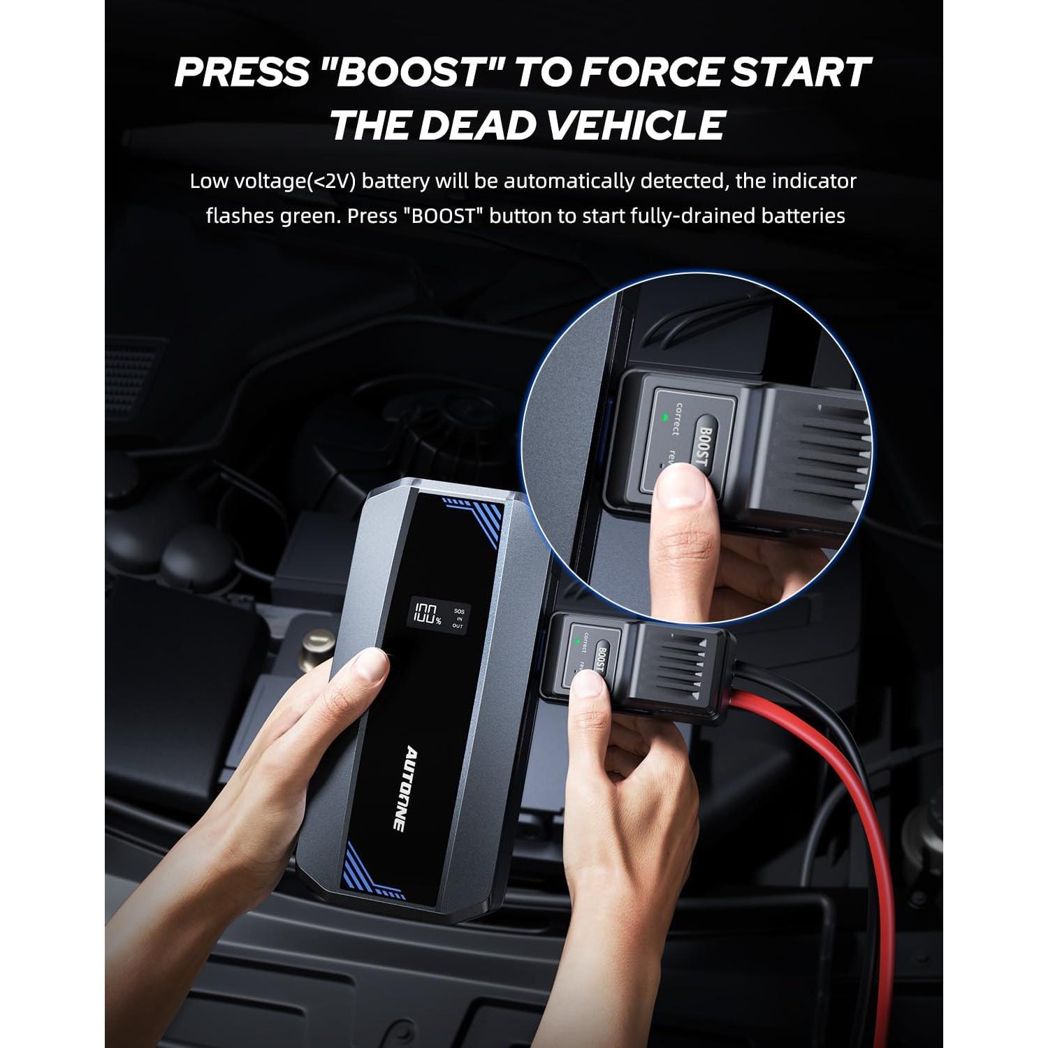 Arrancador de Batería AUTOONE JS1M 6000A 12V con Pantalla LCD