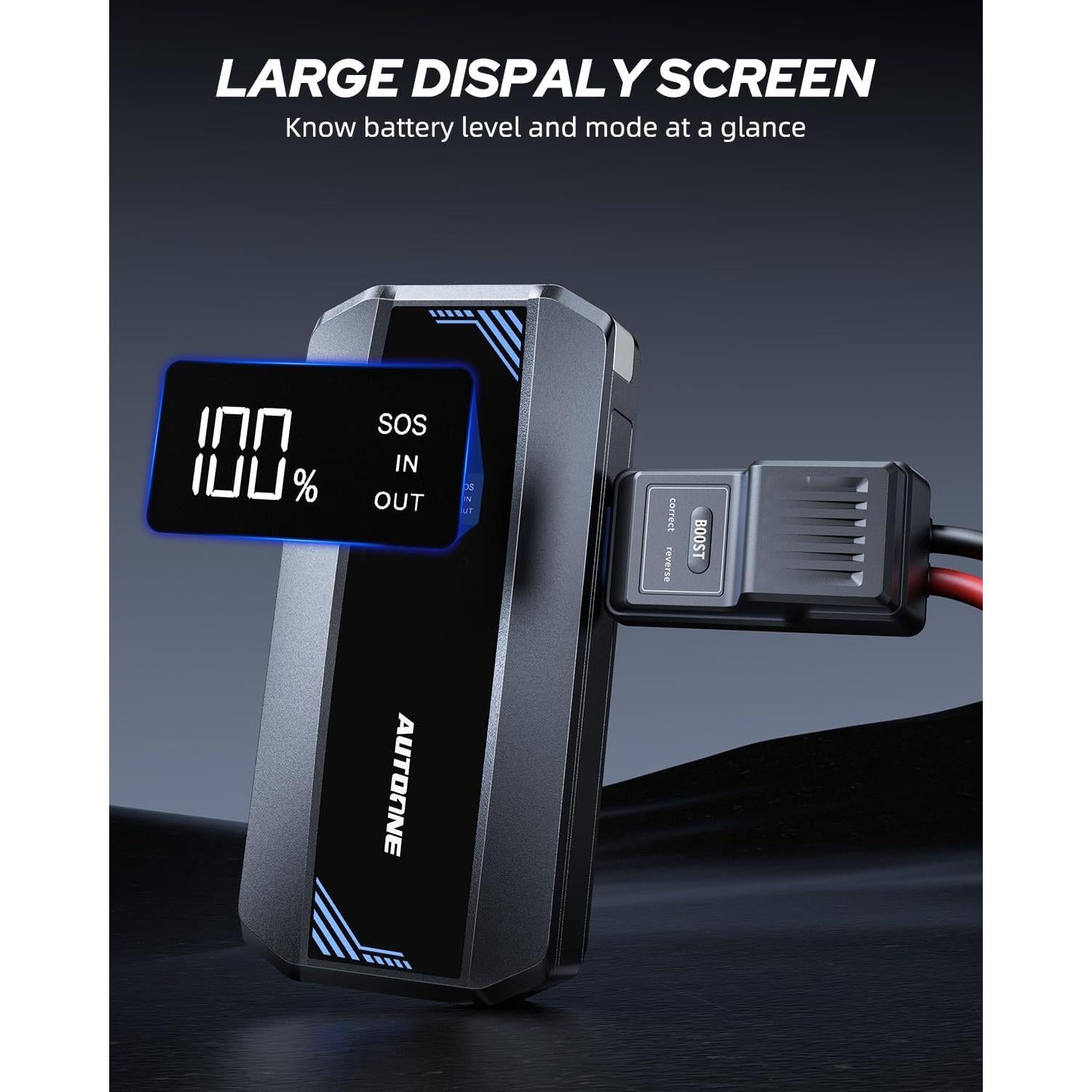 Arrancador de Batería AUTOONE JS1M 6000A 12V con Pantalla LCD