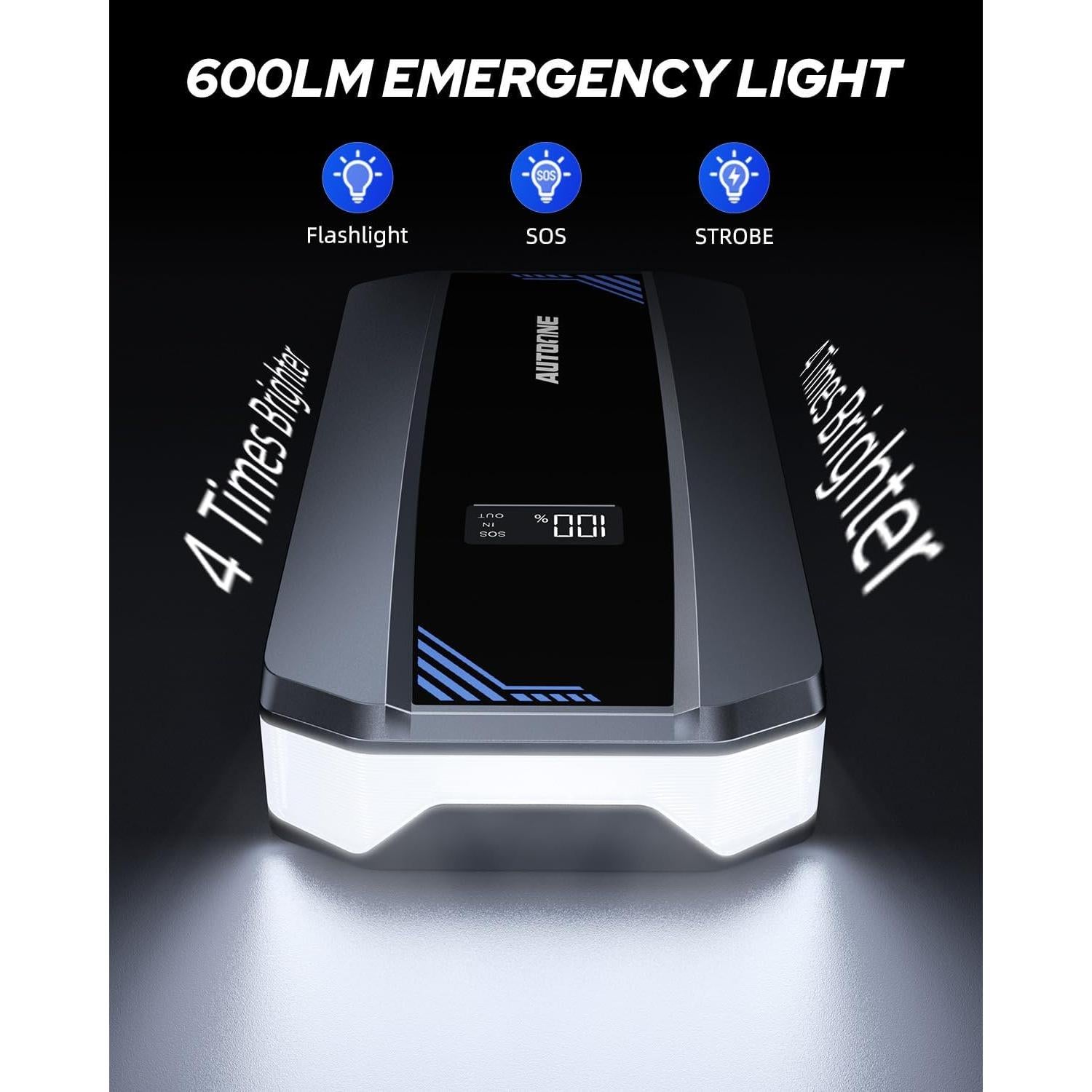 Arrancador de Batería AUTOONE JS1M 6000A 12V con Pantalla LCD