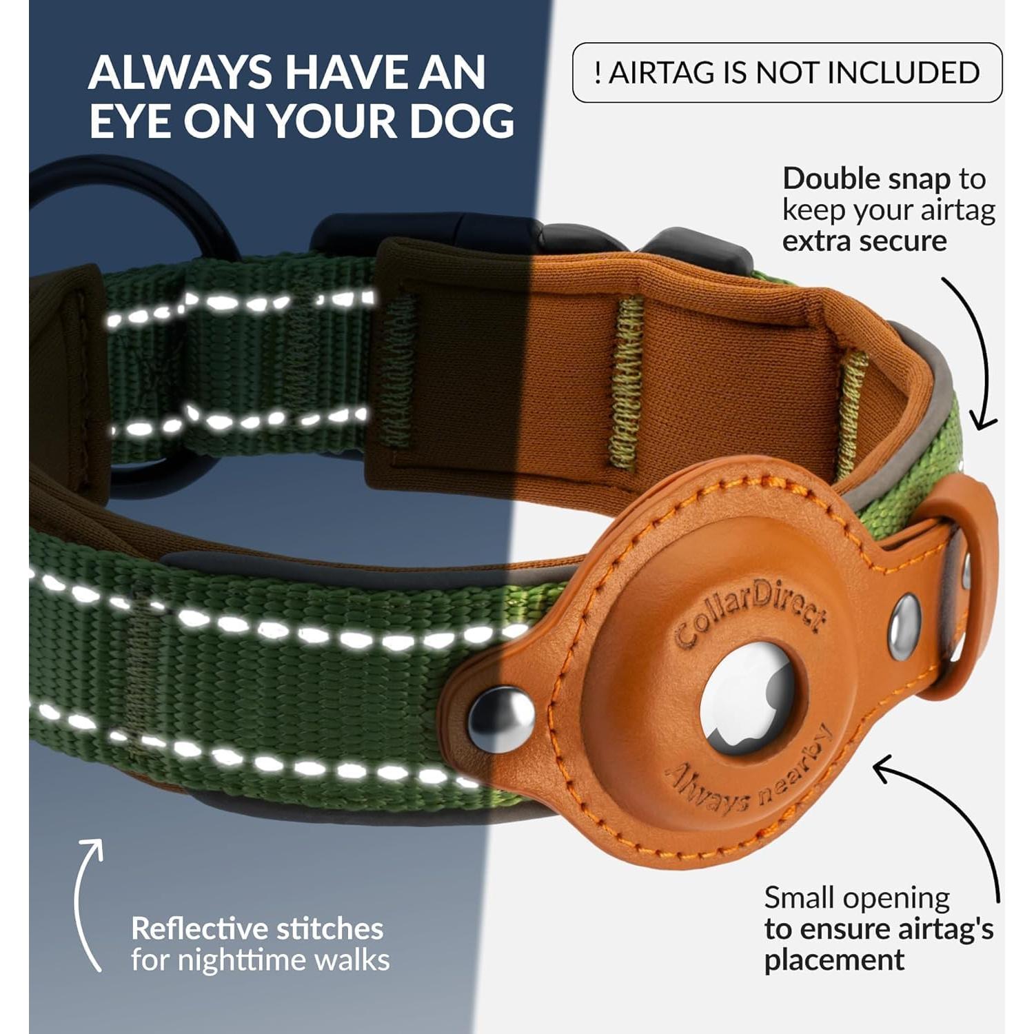 Collar para Perros Airtag CollarDirect Ajustable Verde L