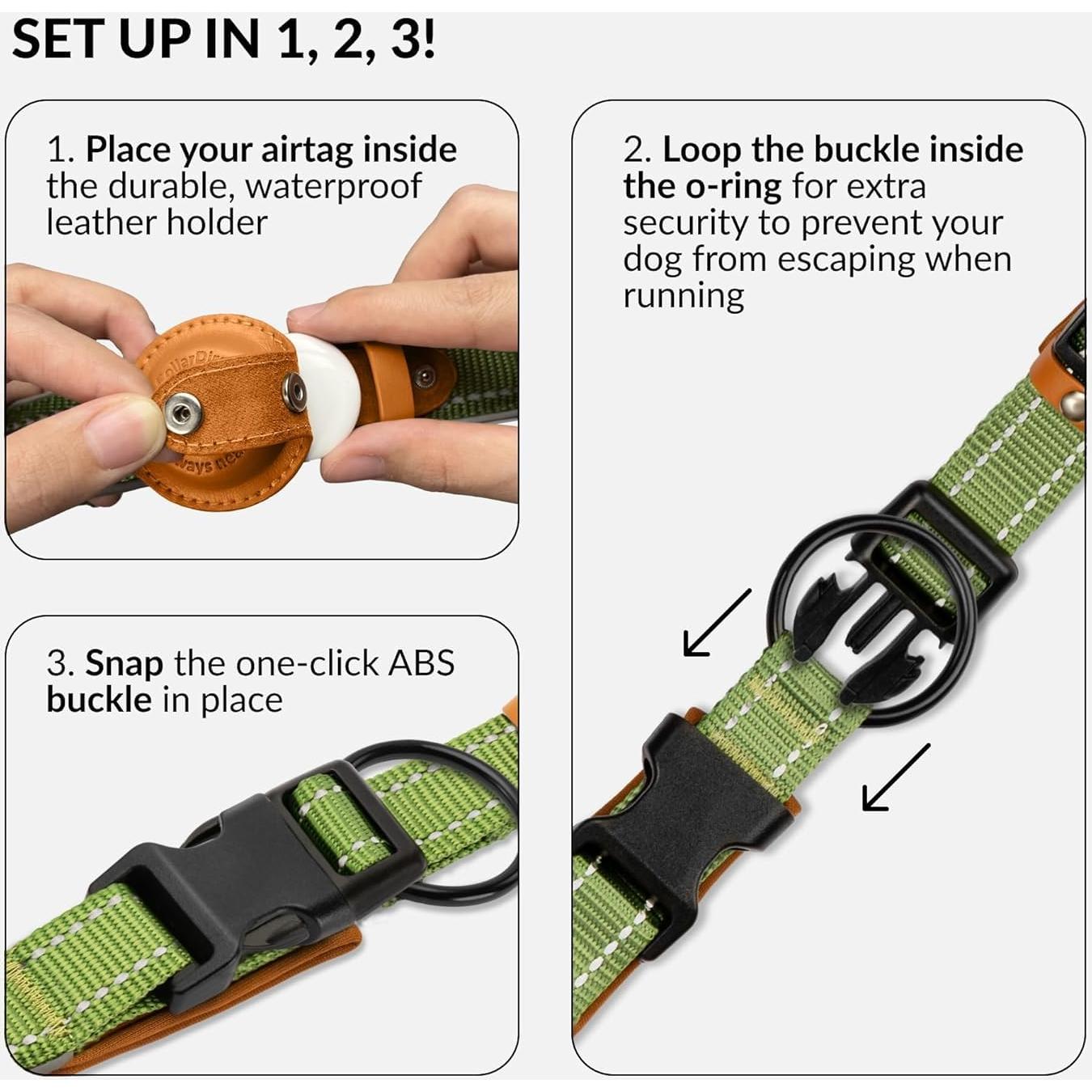 Collar para Perros Airtag CollarDirect Ajustable Verde L