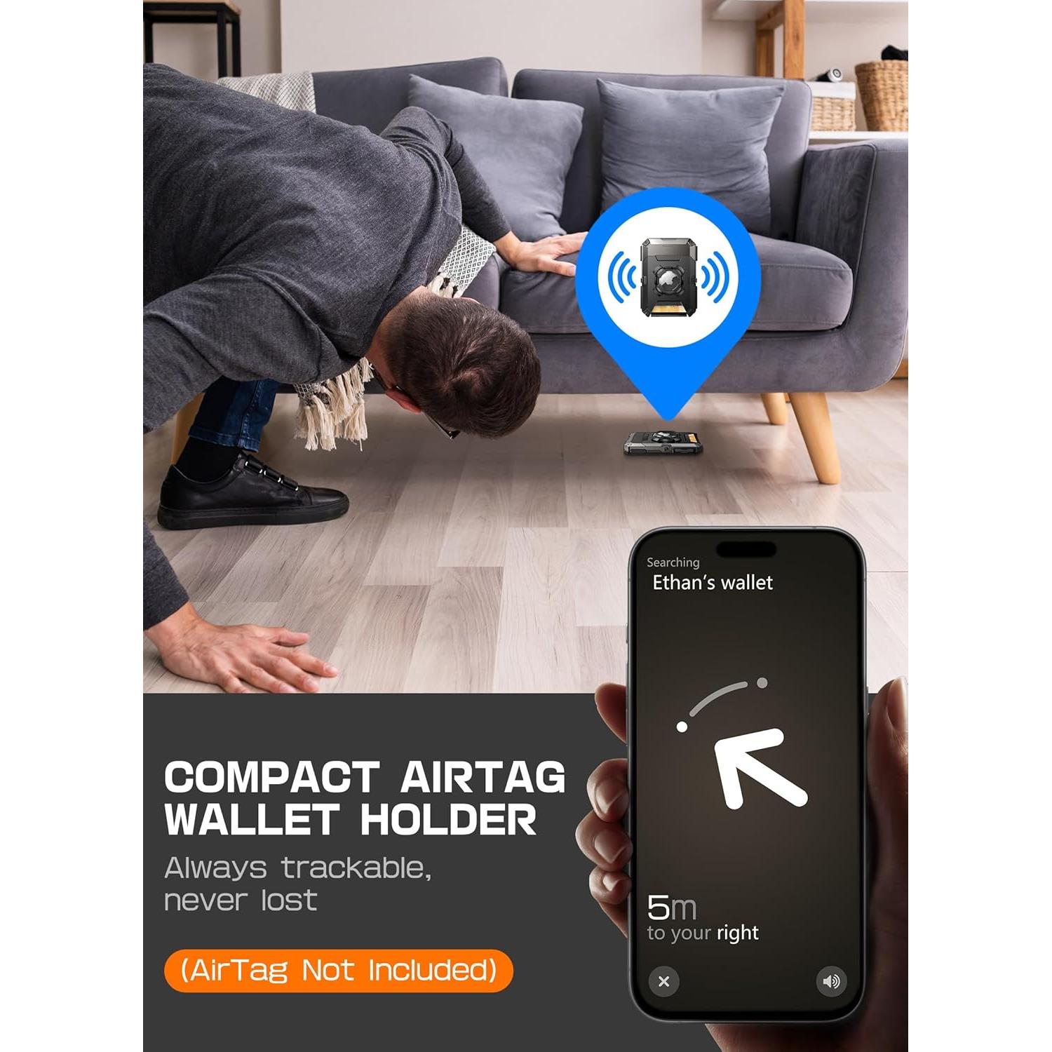 Cartera Magnética SUPCASE para iPhone 16/15/14/13/12 - Soporte AirTag, 5 Tarjetas, Bloqueo RFID