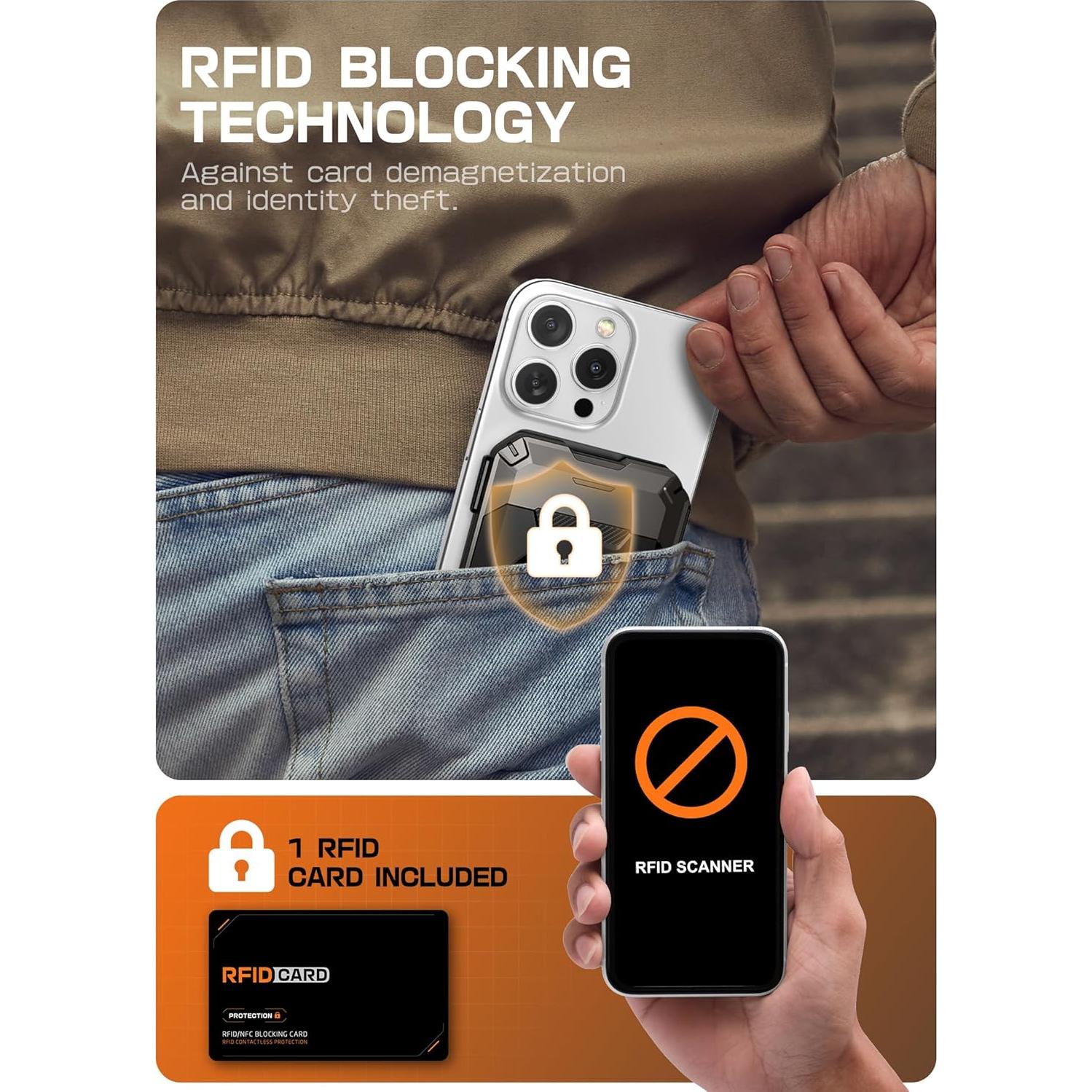 Cartera Magnética SUPCASE para iPhone 16/15/14/13/12 - Soporte AirTag, 5 Tarjetas, Bloqueo RFID