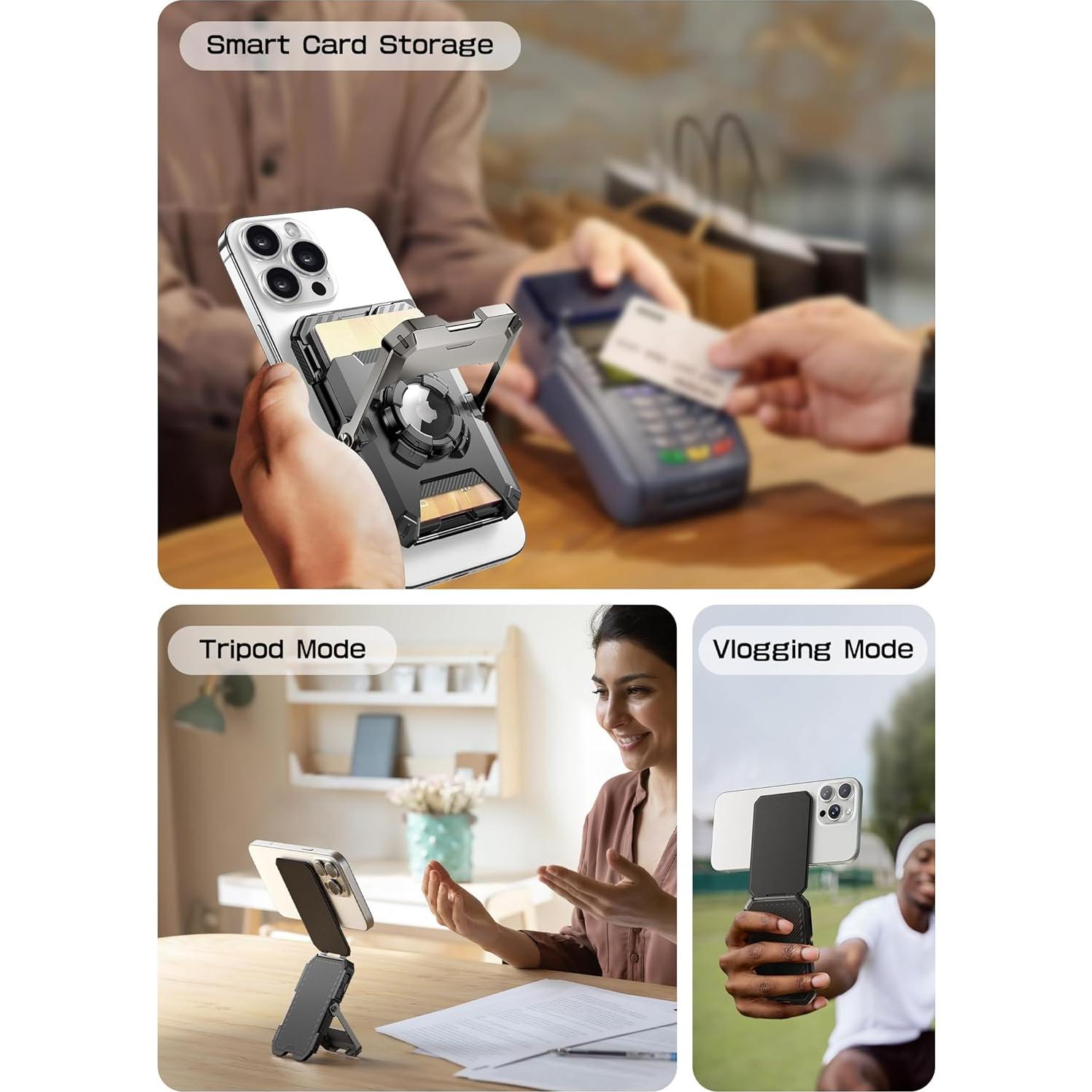 Cartera Magnética SUPCASE para iPhone 16/15/14/13/12 - Soporte AirTag, 5 Tarjetas, Bloqueo RFID