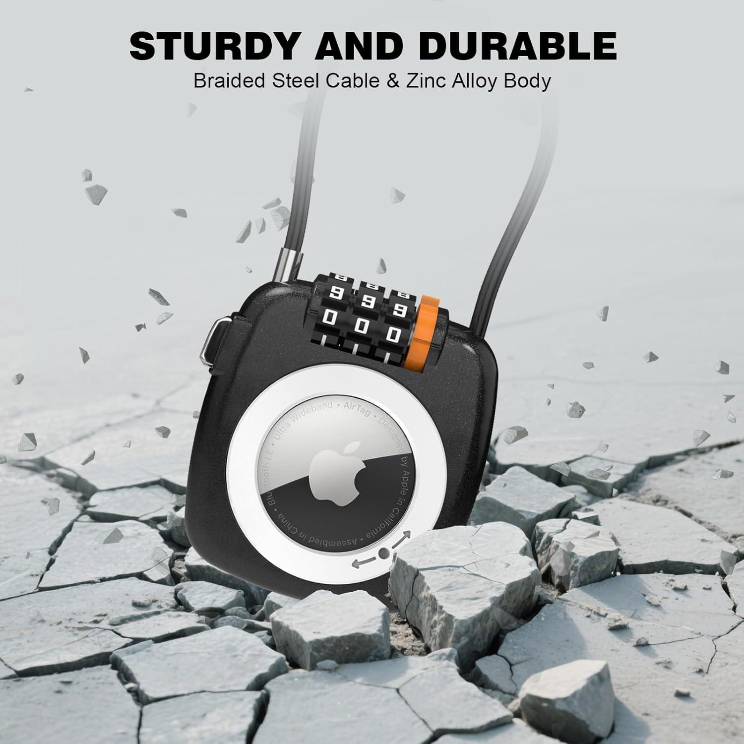 Soporte para llavero Airtag Avanco con candado 3 dígitos negro