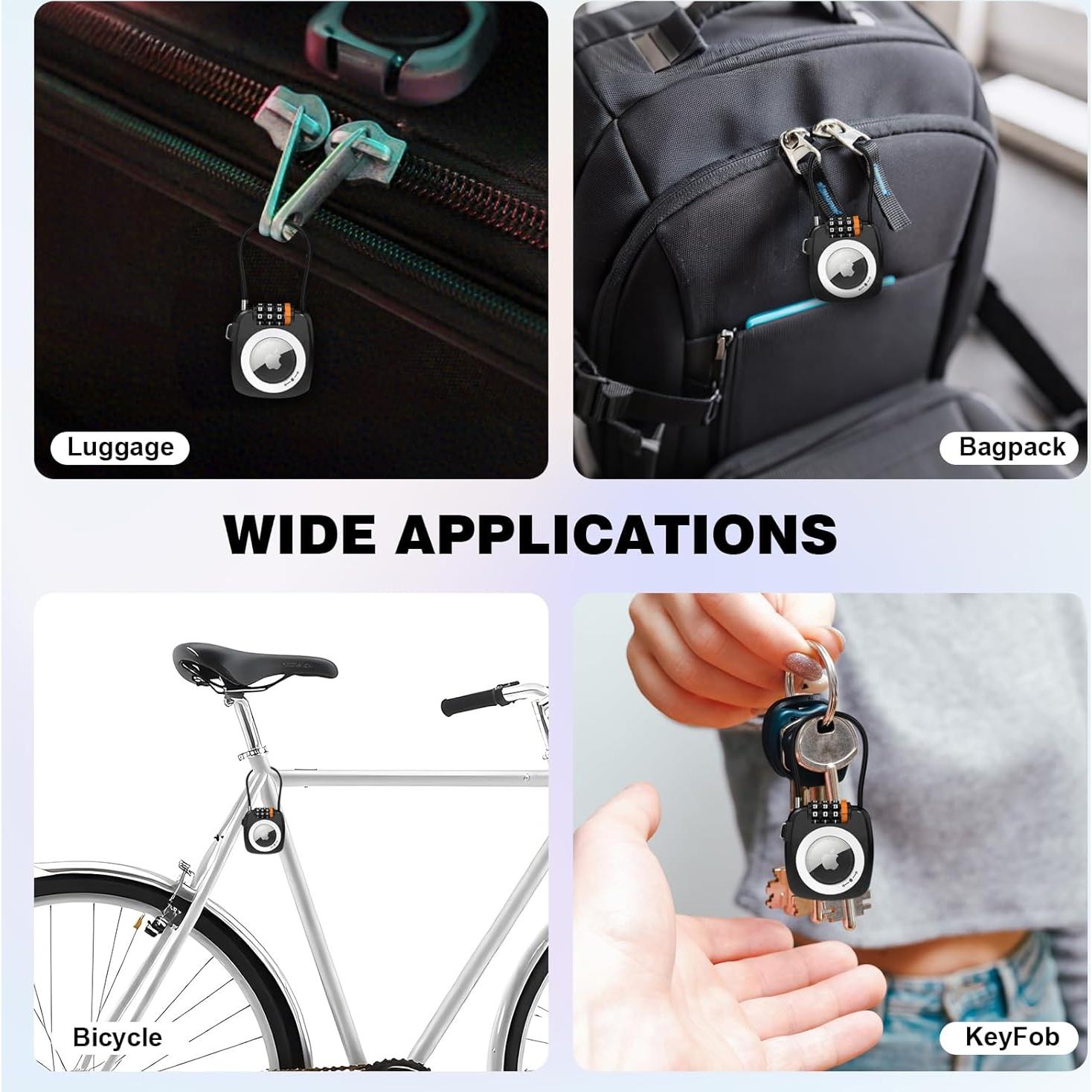 Soporte para llavero Airtag Avanco con candado 3 dígitos negro