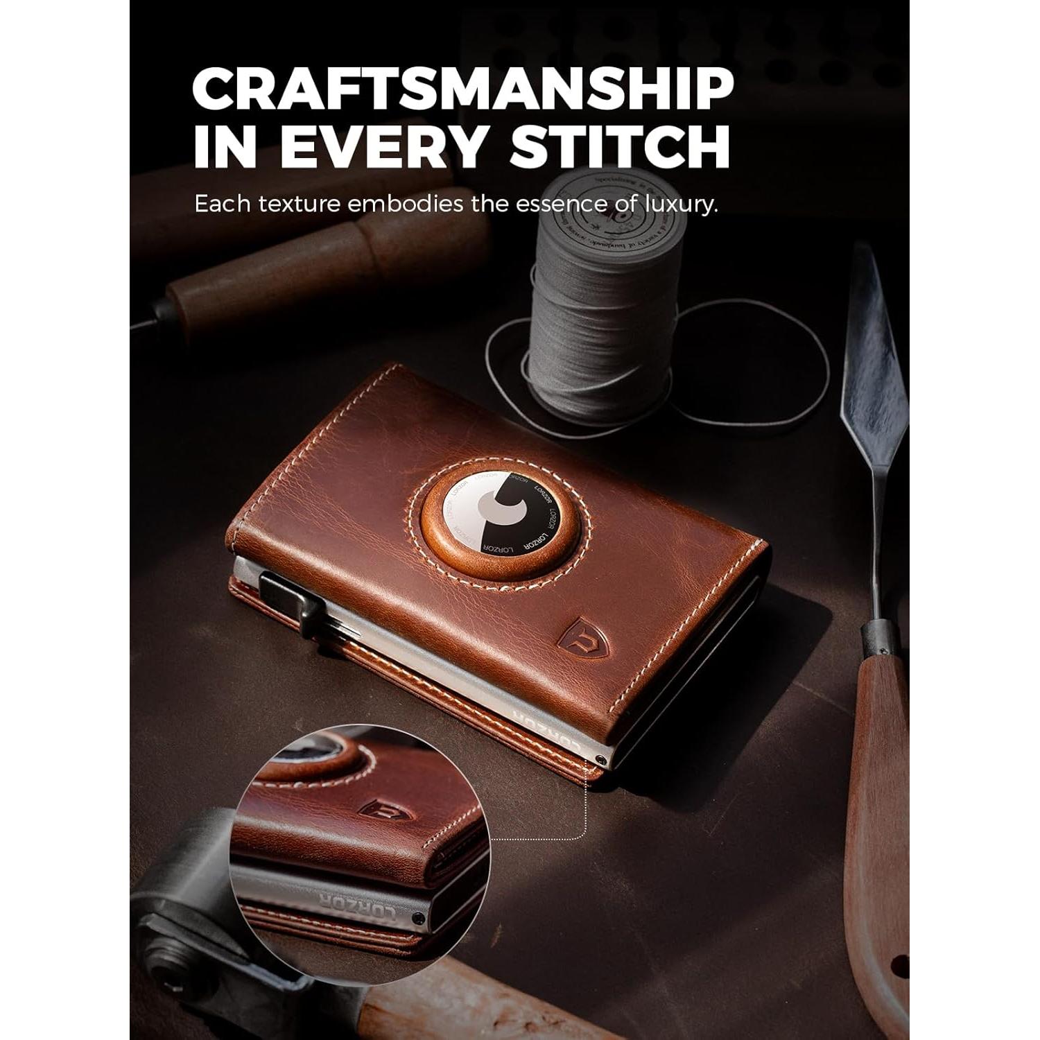 Billetera Minimalista LORZOR para Hombres con AirTag - Cuero