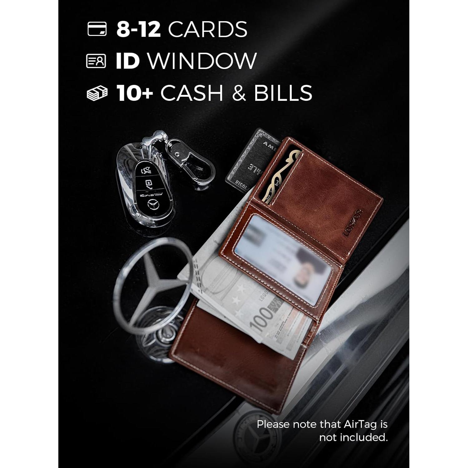 Billetera Minimalista LORZOR para Hombres con AirTag - Cuero
