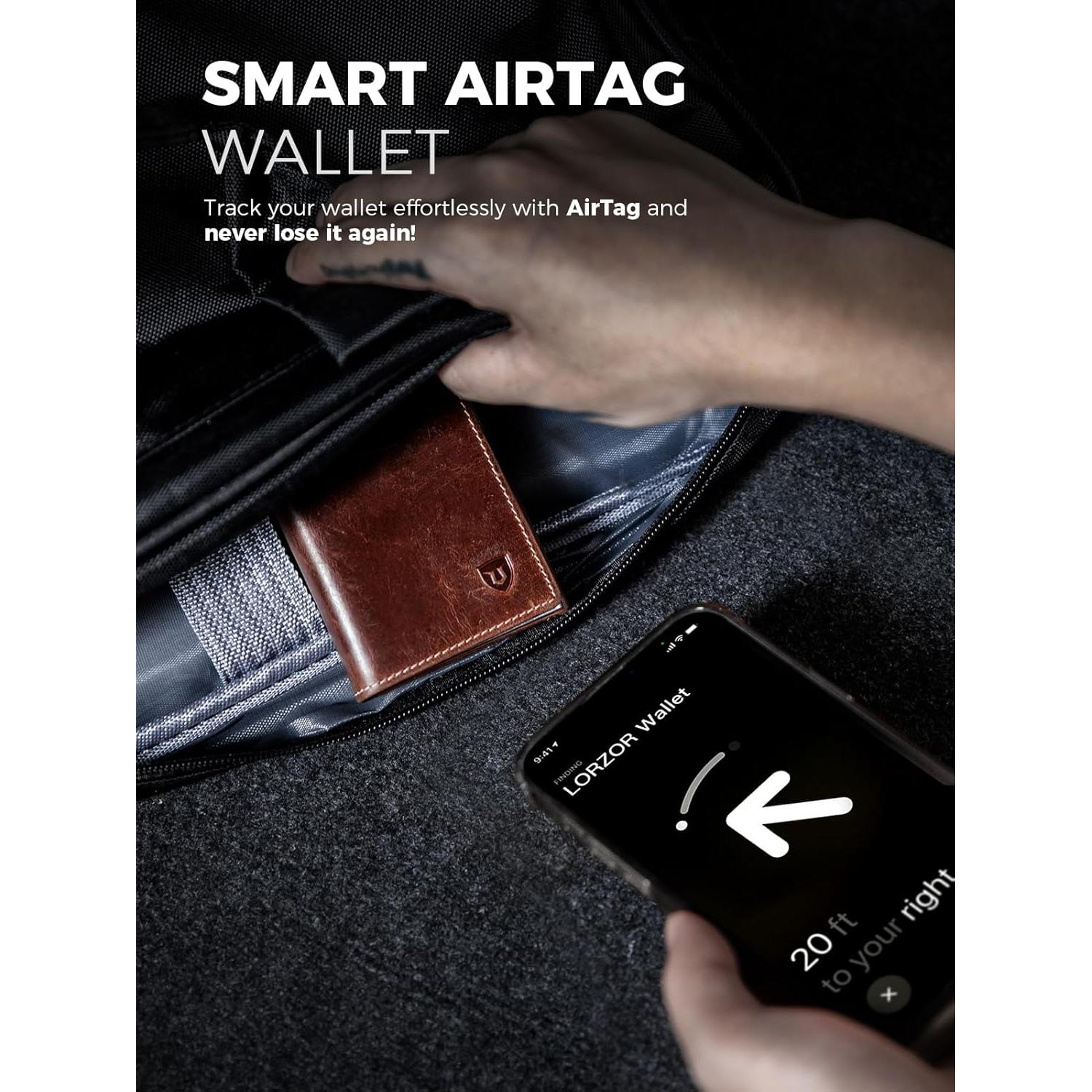 Billetera Minimalista LORZOR para Hombres con AirTag - Cuero