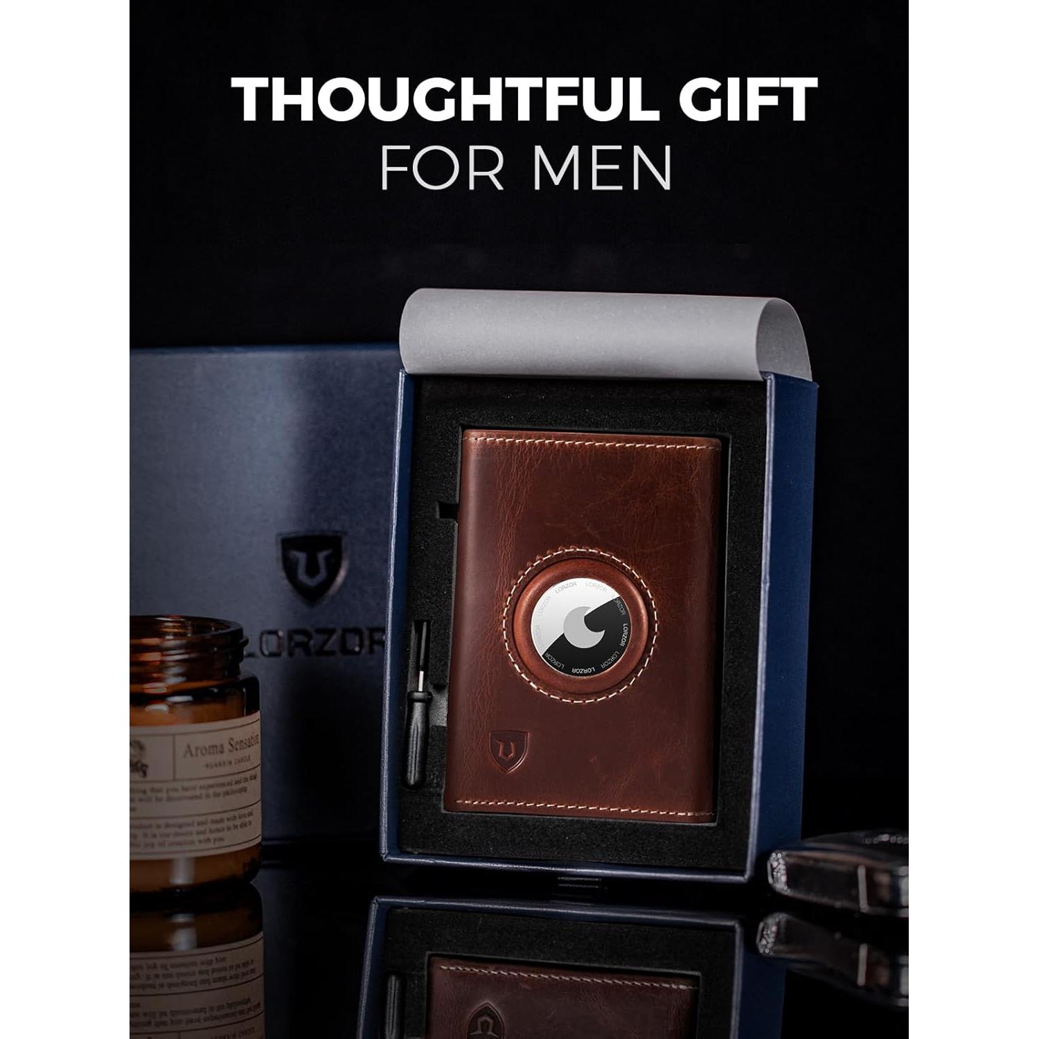 Billetera Minimalista LORZOR para Hombres con AirTag - Cuero