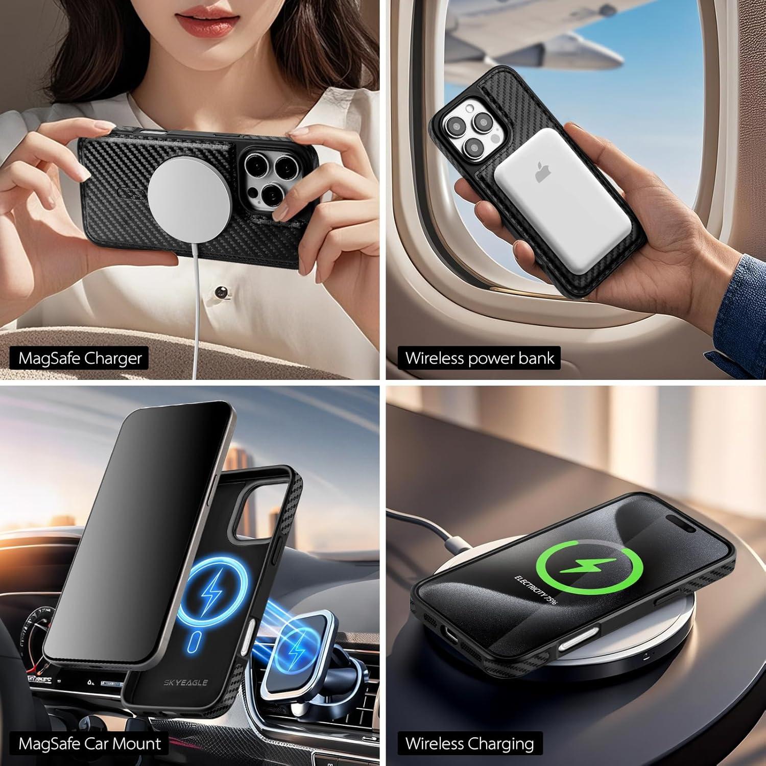 Funda Cartera Magnética SkyEagle para iPhone 16 Pro Max Negro