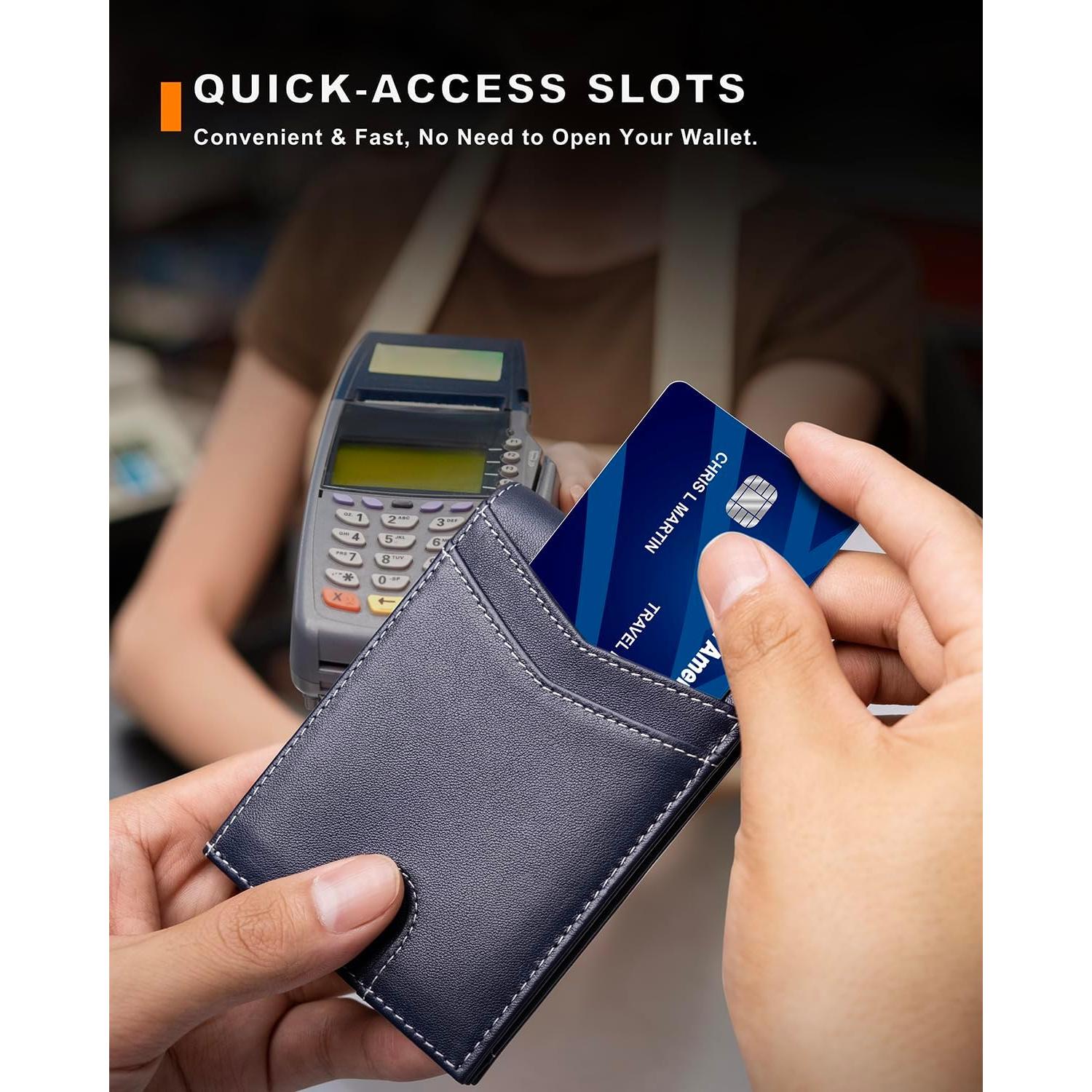 Billetera de cuero VISWORLD con soporte para AirTag y bloqueo RFID