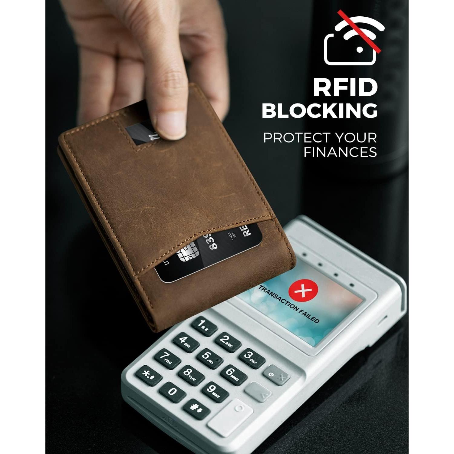 Billetera de Cuero LORZOR AirTag para Hombres Bifold RFID