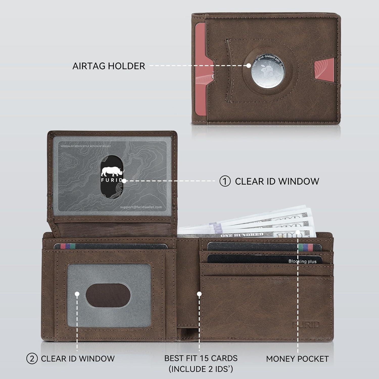Billetera Slim para Hombres Furid con Soporte para AirTag