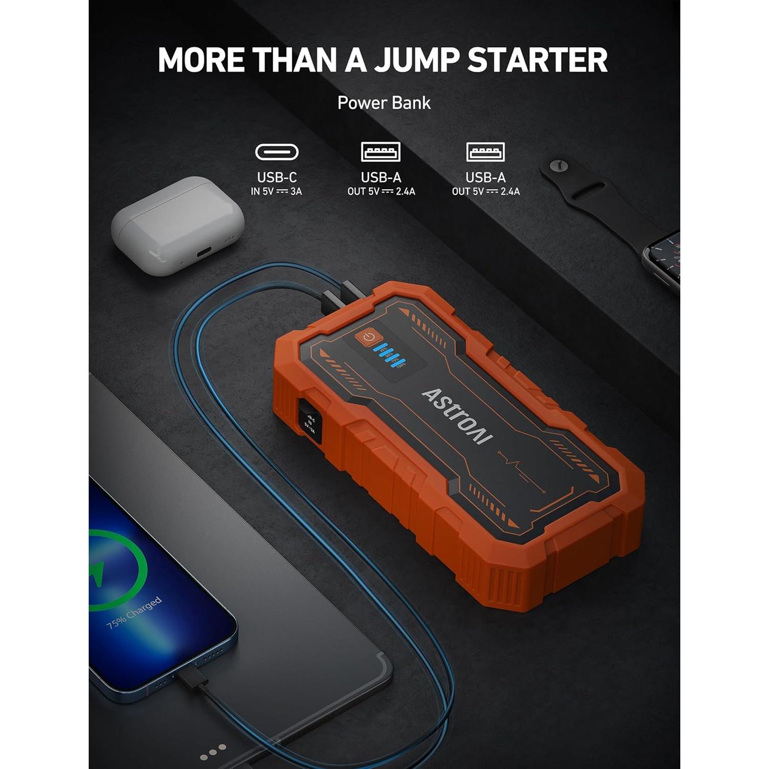 Arrancador de Batería AstroAI S8 Pro 3000A 12V Naranja