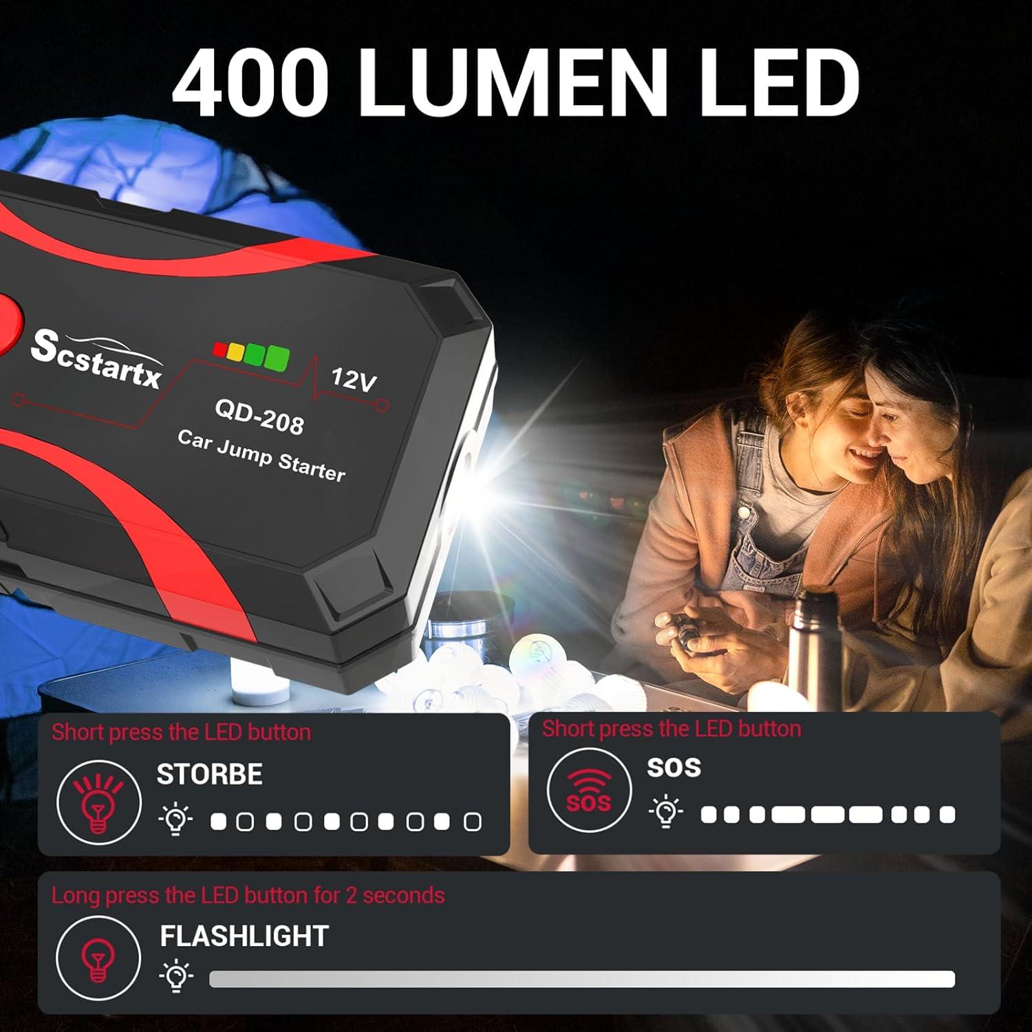 Arrancador de Batería Scstartx QD-208 3000A 12V Portátil