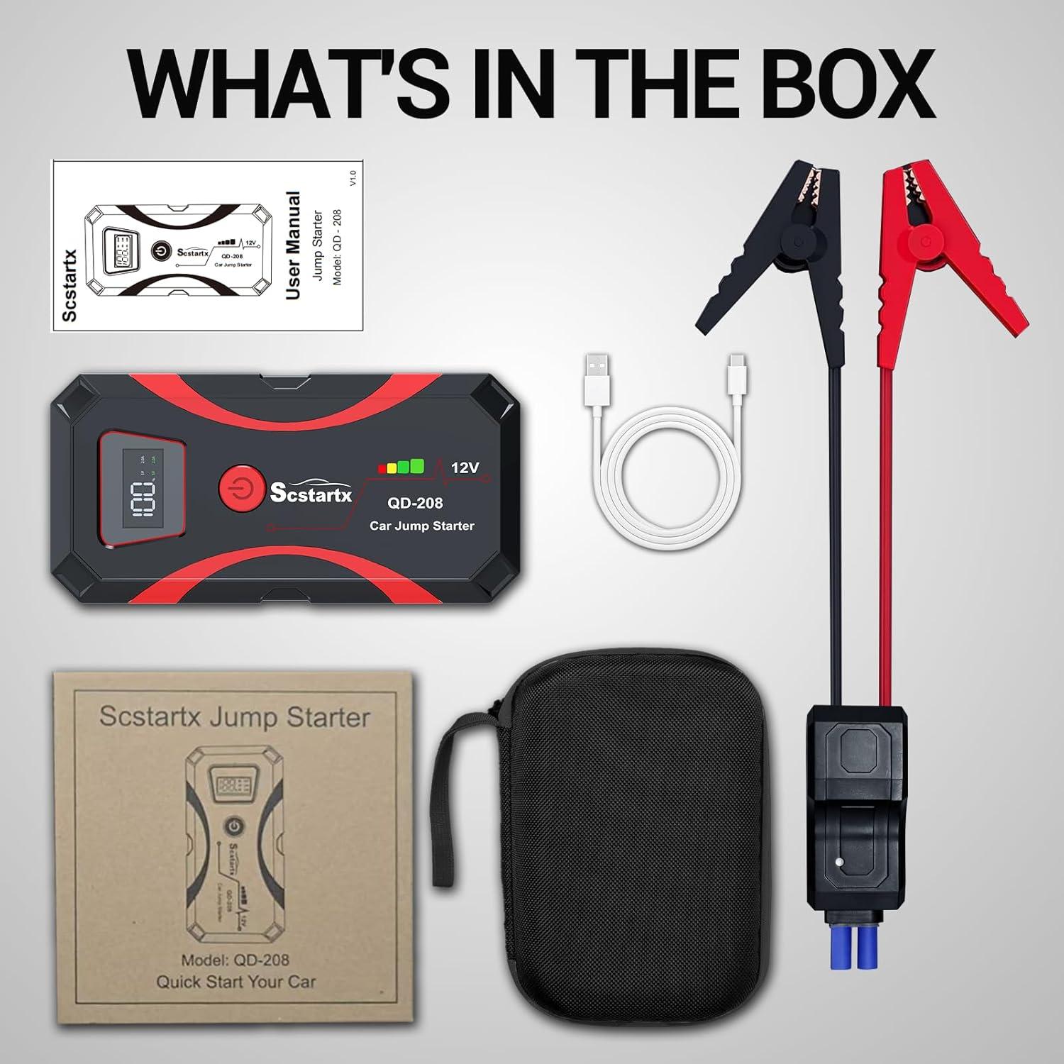 Arrancador de Batería Scstartx QD-208 3000A 12V Portátil