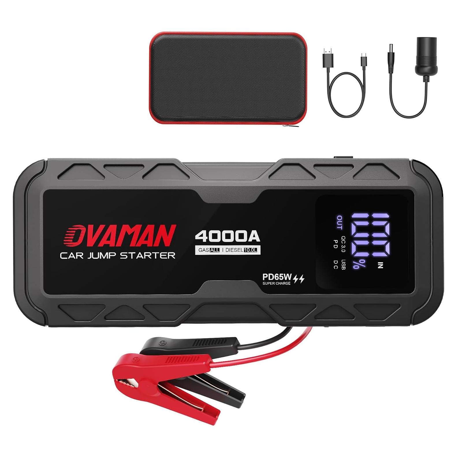 Arrancador de Batería Portátil OVAMAN H5 4000A 12V con Luz LED
