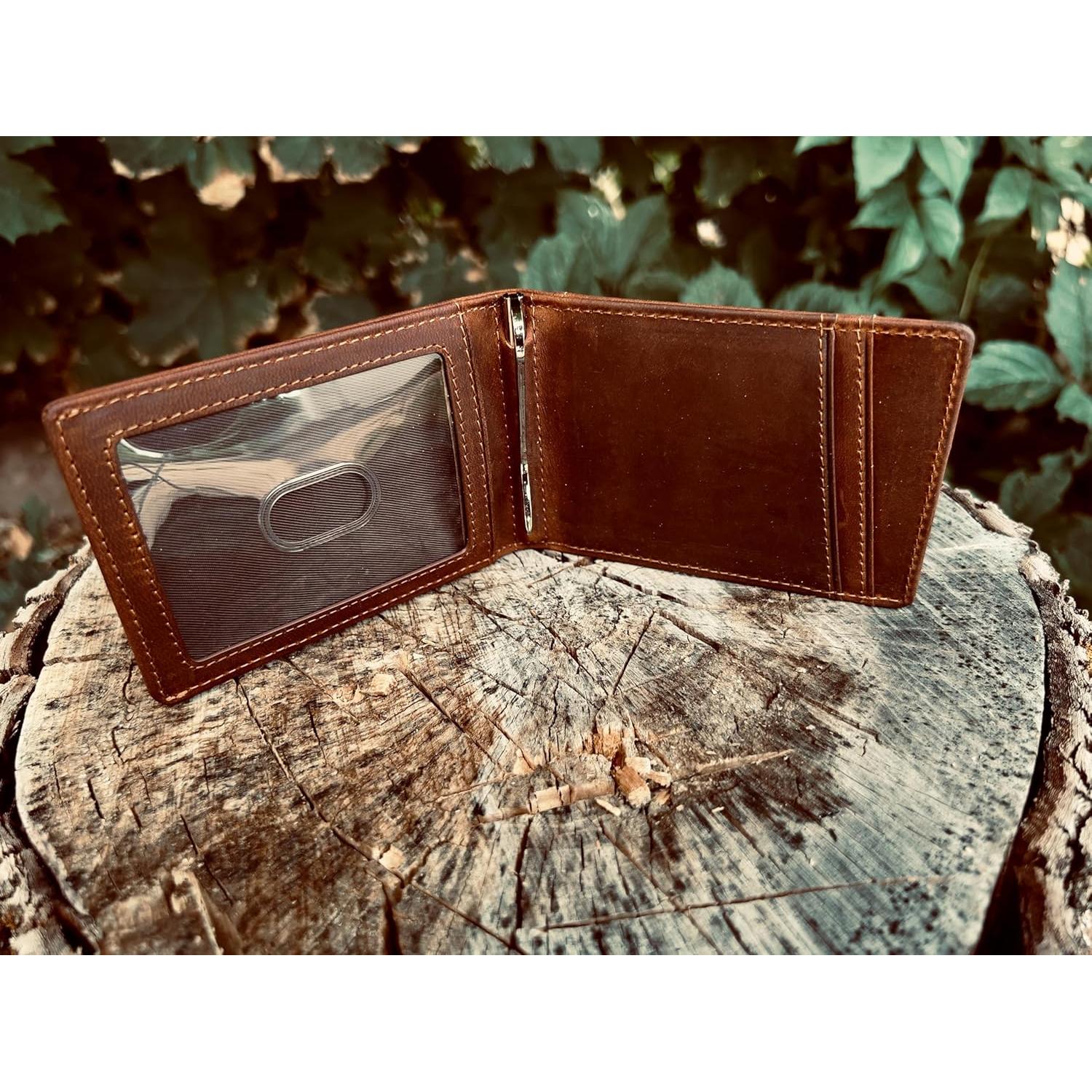 Billetera de Cuero Genuino Bifold Lumberjack con RFID y AirTag