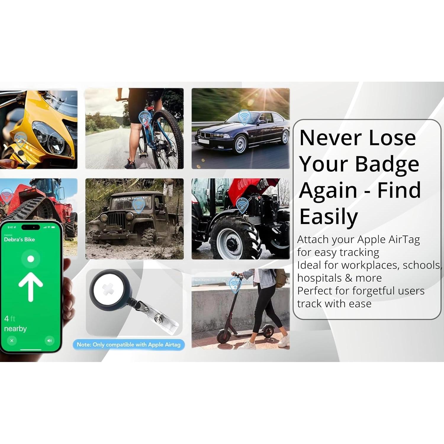 Porta Credencial con Clip de Cocodrilo y Soporte para AirTag