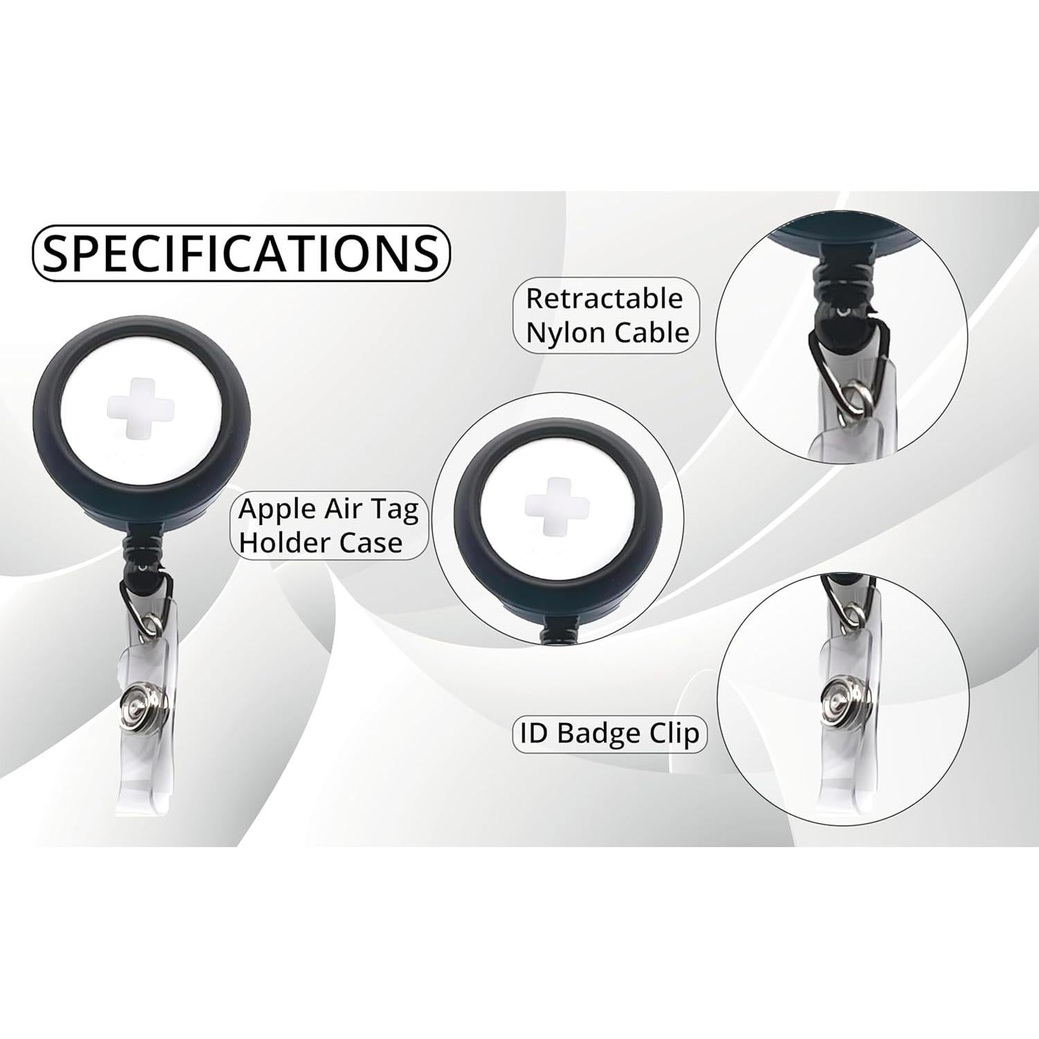 Porta Credencial con Clip de Cocodrilo y Soporte para AirTag